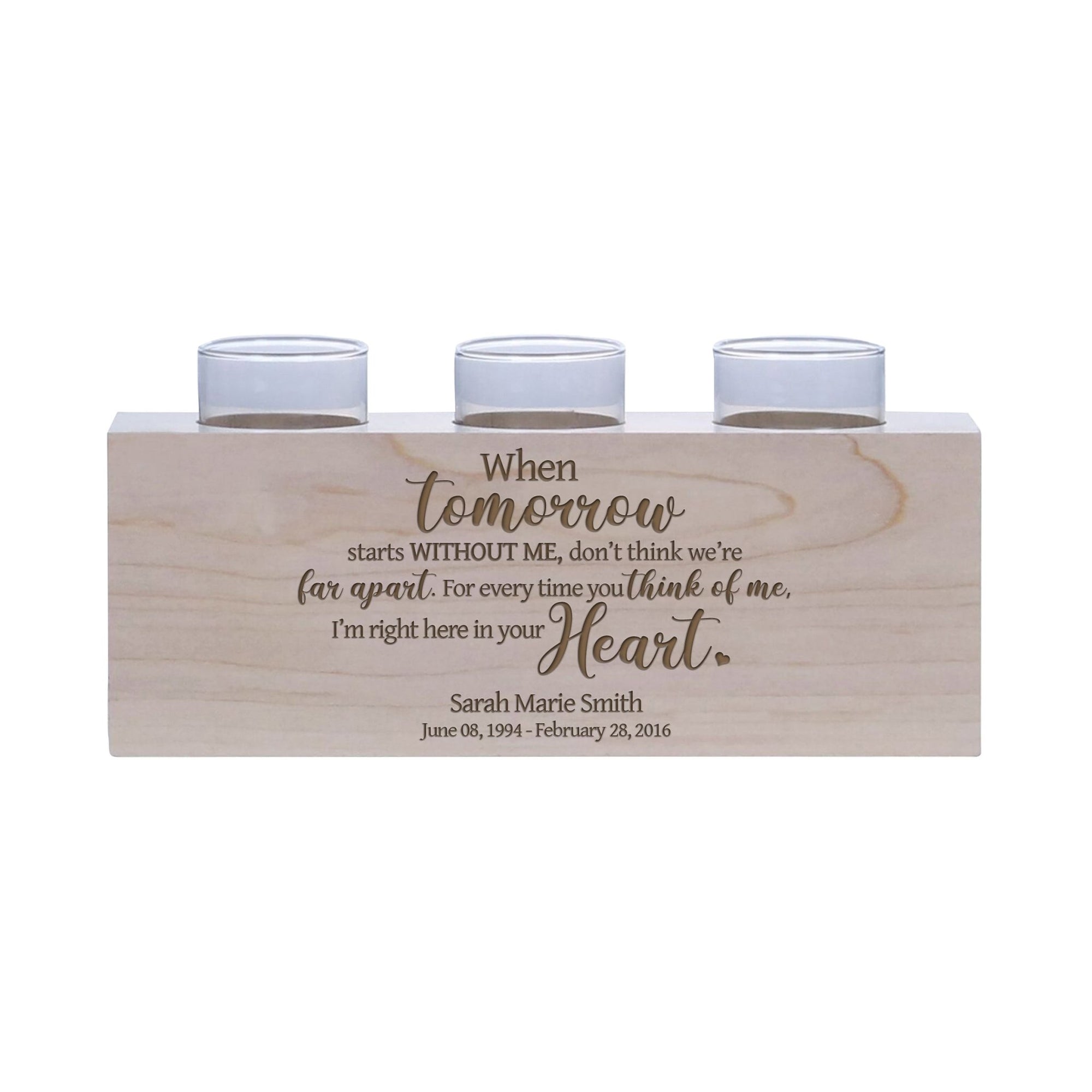 Remembrance Memorial 3 Candle Holder - When Tomorrow Starts - LifeSong Milestones