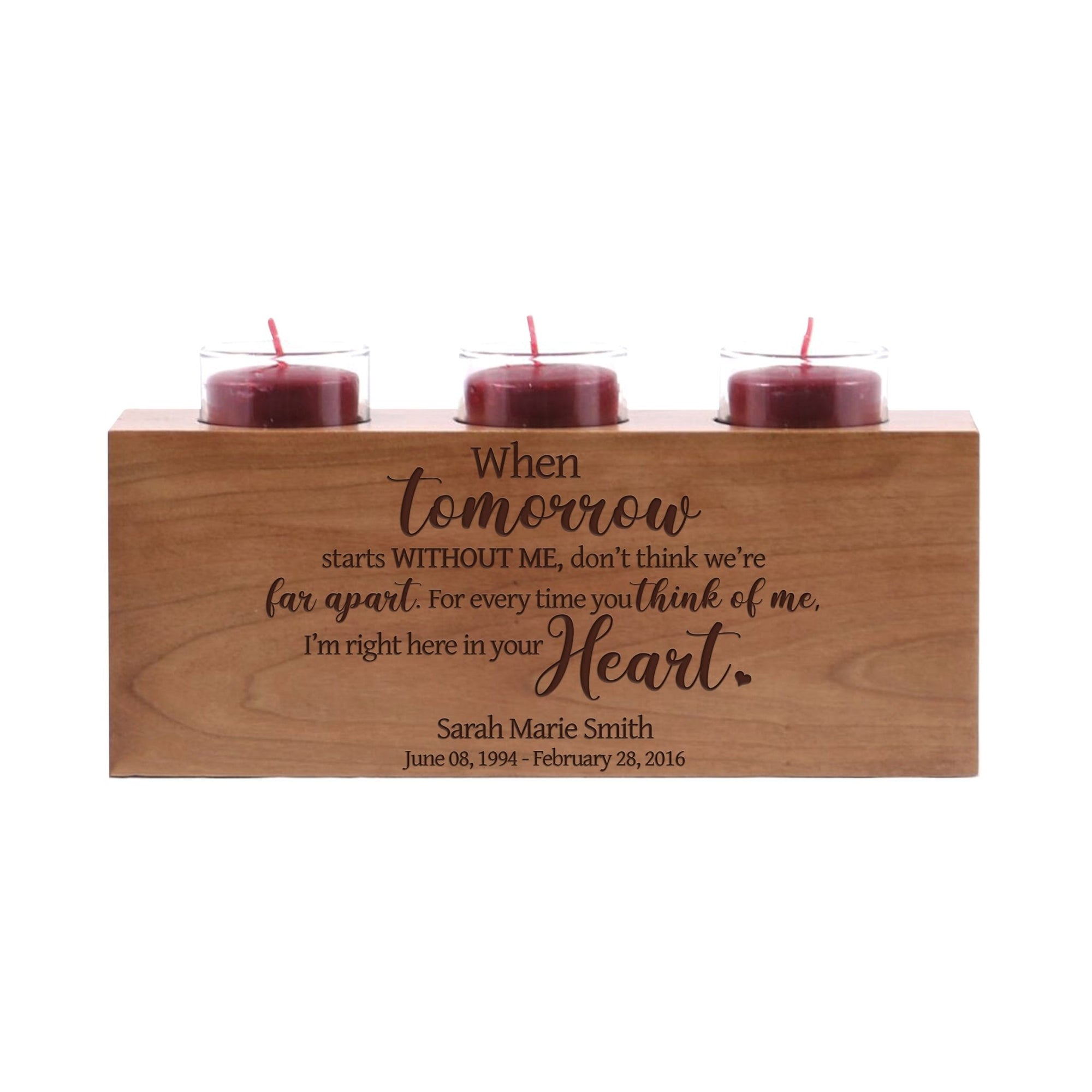 Remembrance Memorial 3 Candle Holder - When Tomorrow Starts - LifeSong Milestones