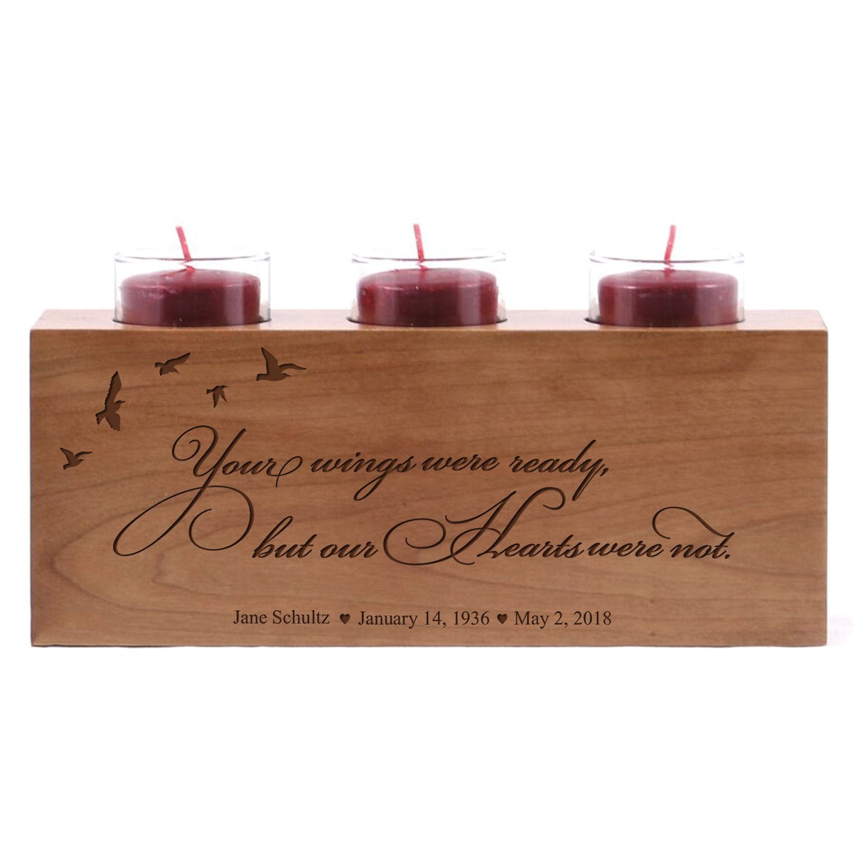 Remembrance Memorial 3 Candle Holder - Your Wings Were Ready - LifeSong Milestones