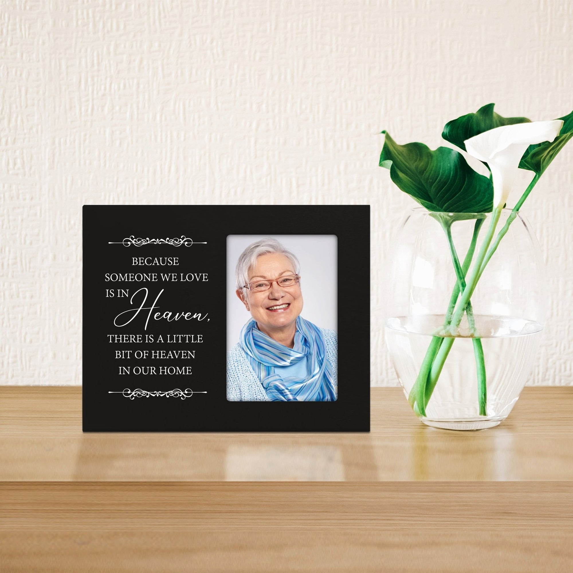 Rustic-Inspired Wooden Human Memorial Frames That Holds A 4x6in Photo - Because Someone We Love (Ornaments) - LifeSong Milestones