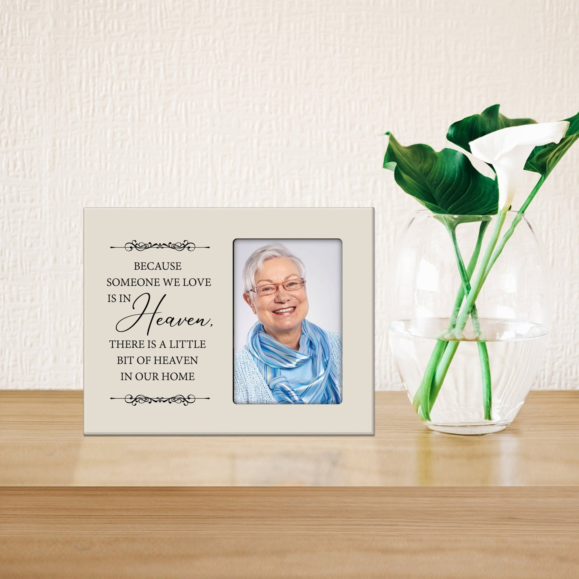 Rustic-Inspired Wooden Human Memorial Frames That Holds A 4x6in Photo - Because Someone We Love (Ornaments) - LifeSong Milestones