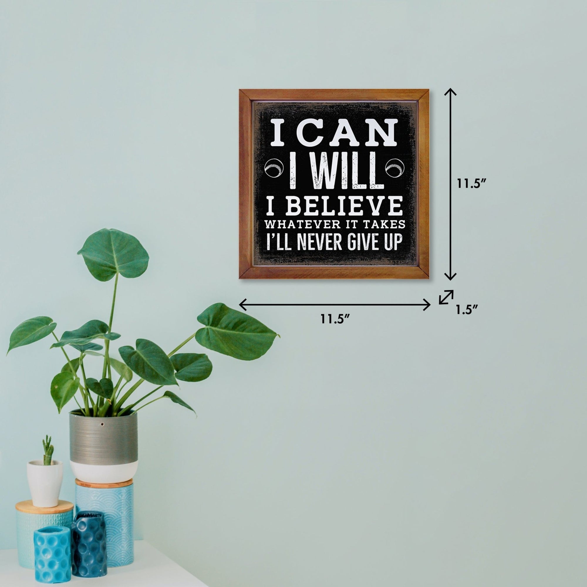 Rustic Wooden Baseball Framed Shadow Box Shelf Décor With Inspiring Bible Verses - I Can, I will - LifeSong Milestones