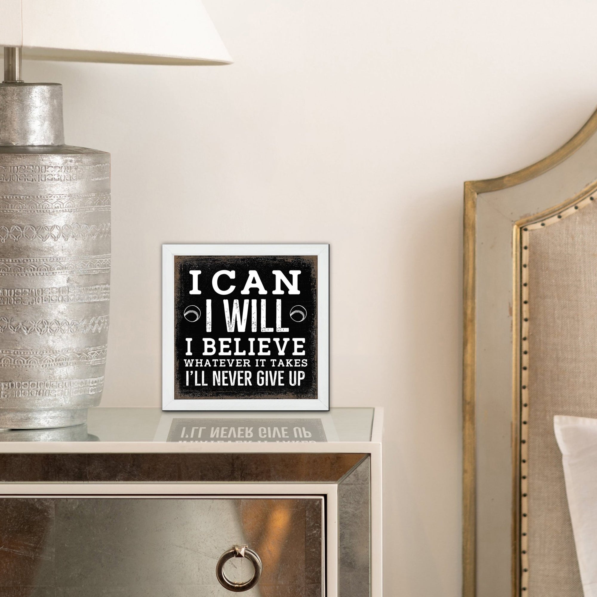 Rustic Wooden Baseball Framed Shadow Box Shelf Décor With Inspiring Bible Verses - I Can, I will - LifeSong Milestones