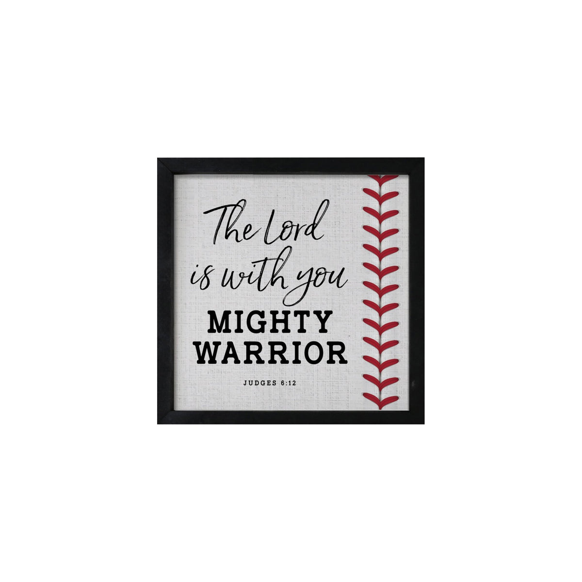 Rustic Wooden Baseball Framed Shadow Box Shelf Décor With Inspiring Bible Verses - Mighty Warrior - LifeSong Milestones