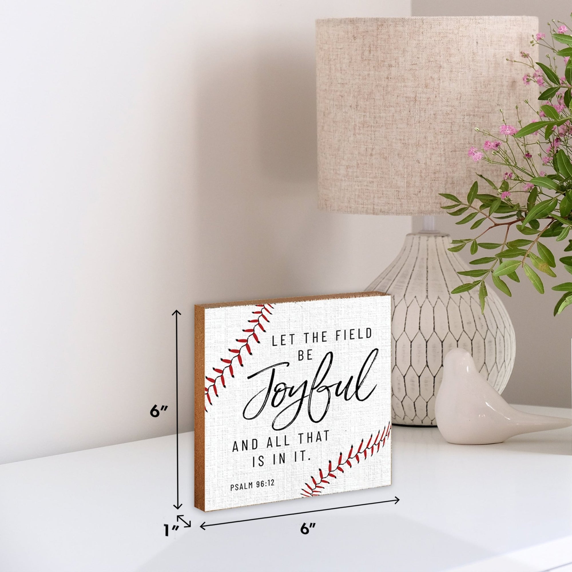 Rustic Wooden Baseball Shadow Box Shelf Décor With Inspiring Bible Verses - Let The Field - LifeSong Milestones