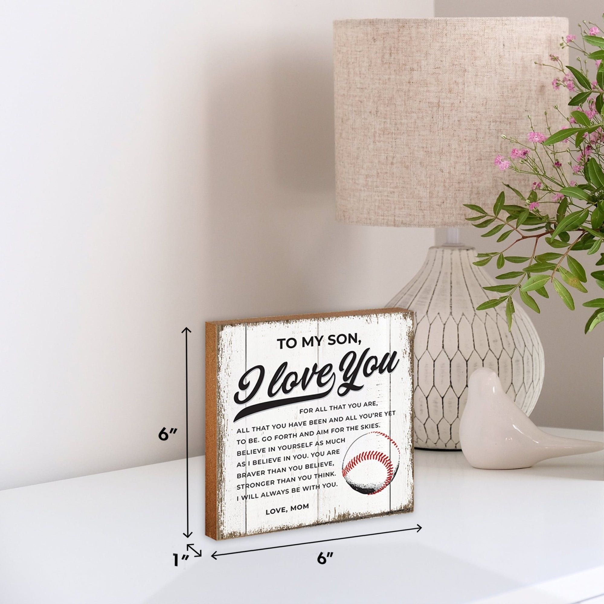 Rustic Wooden Baseball Shadow Box Shelf Décor With Inspiring Bible Verses - To My Son - LifeSong Milestones