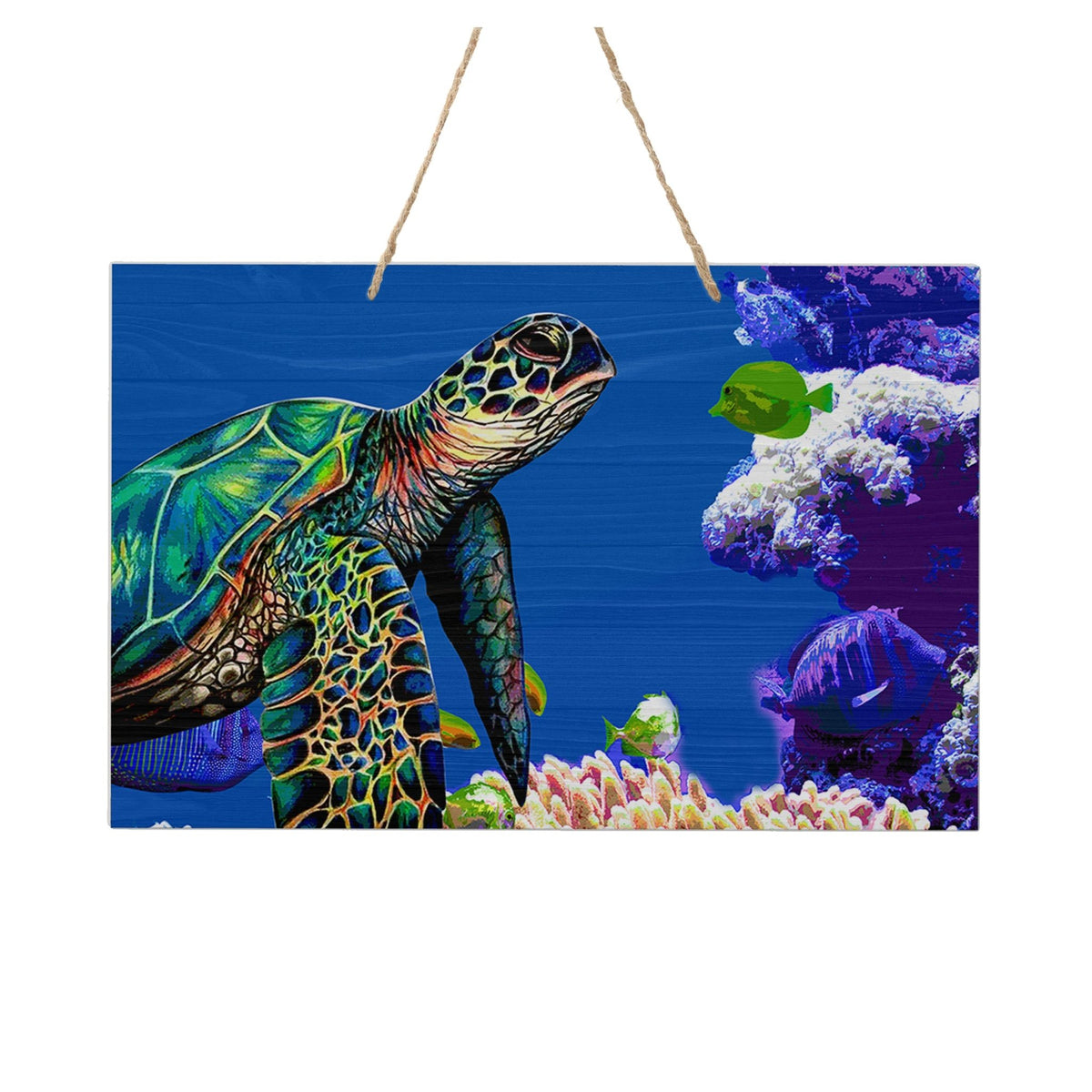 Sea Turtle Art Rope Sign for Modern Wall Decoration 8x12in - LifeSong Milestones