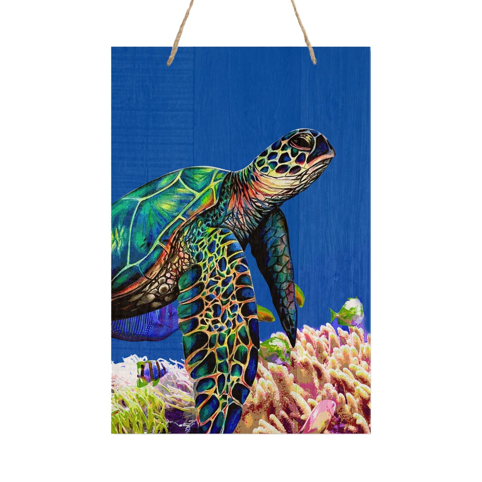 Sea Turtle Art Rope Sign for Modern Wall Decoration 8x12in - LifeSong Milestones