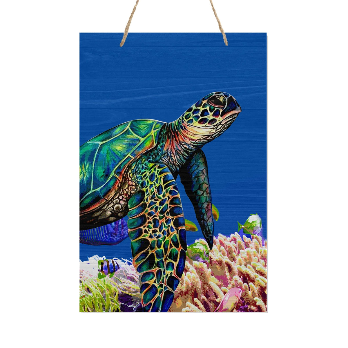 Sea Turtle Art Rope Sign for Modern Wall Decoration 8x12in - LifeSong Milestones