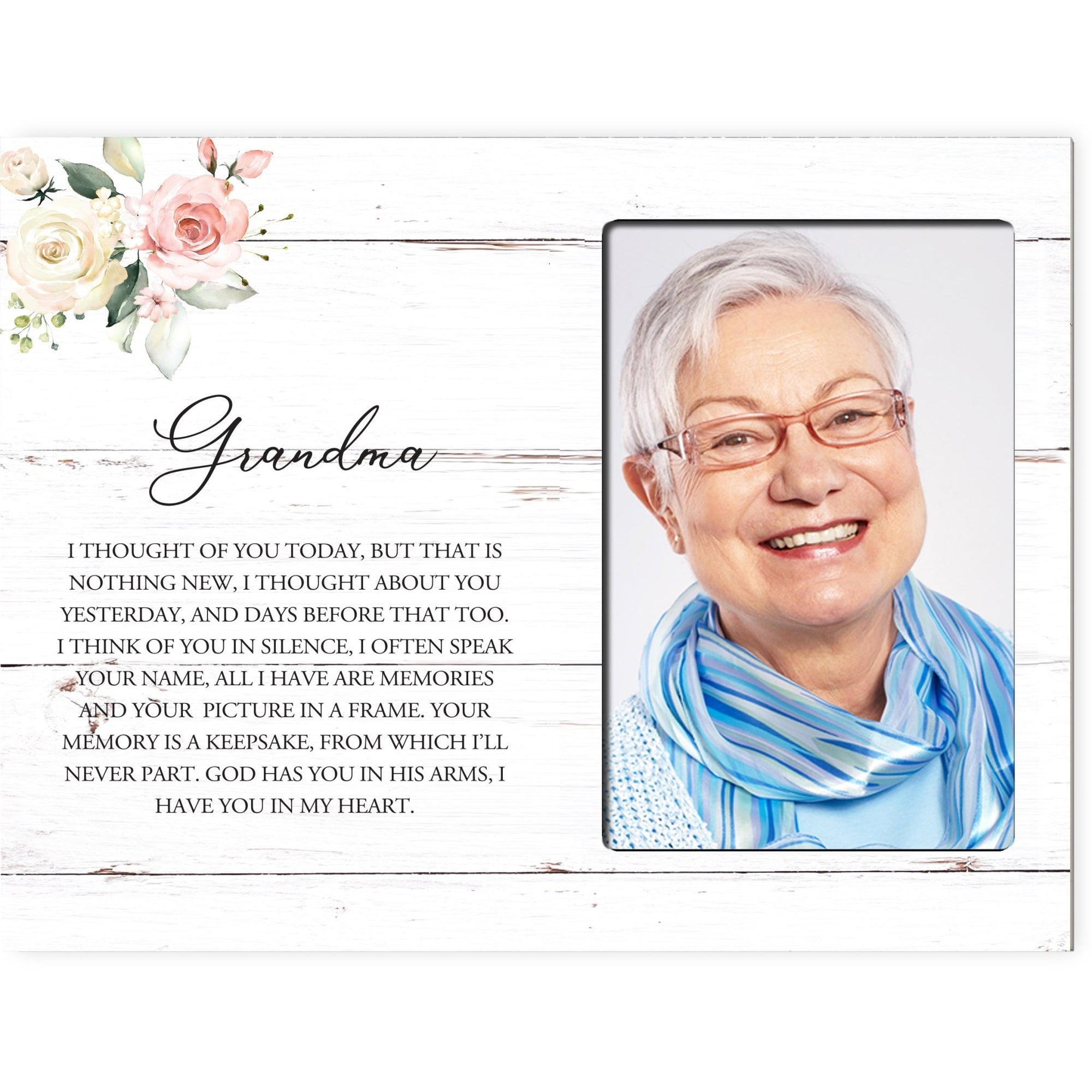 Sentimental Human Memorial Photo Frame Gift Bereavement Gift Idea - Grandma I thought of you - LifeSong Milestones