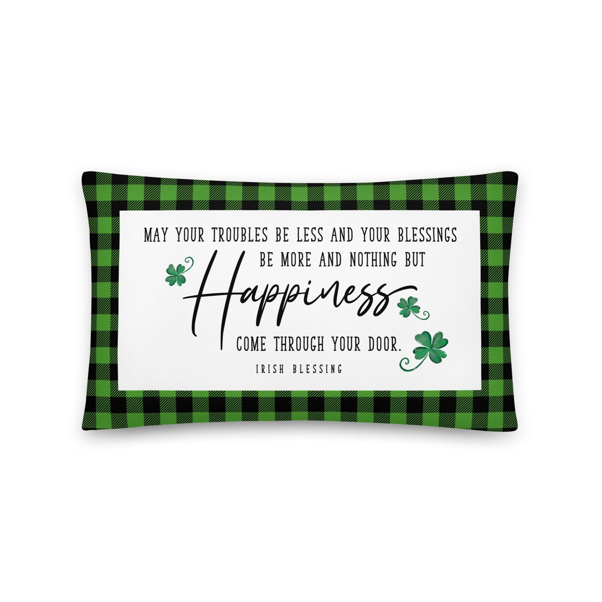 St. Patrick's Day Decorative Throw Pillow - May Your Troubles Be Less - LifeSong Milestones