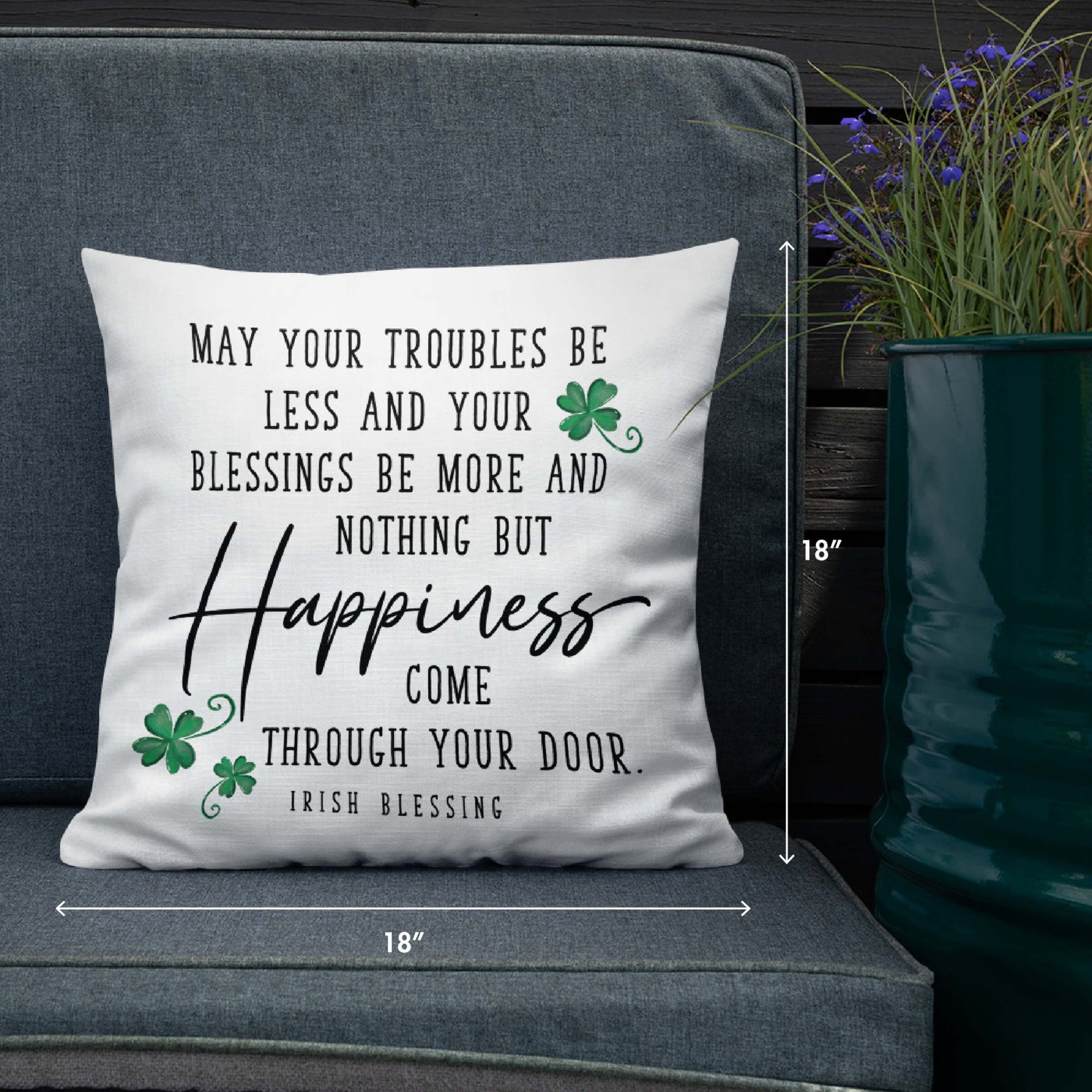 St. Patrick's Day Decorative Throw Pillow - May Your Troubles Be Less - LifeSong Milestones