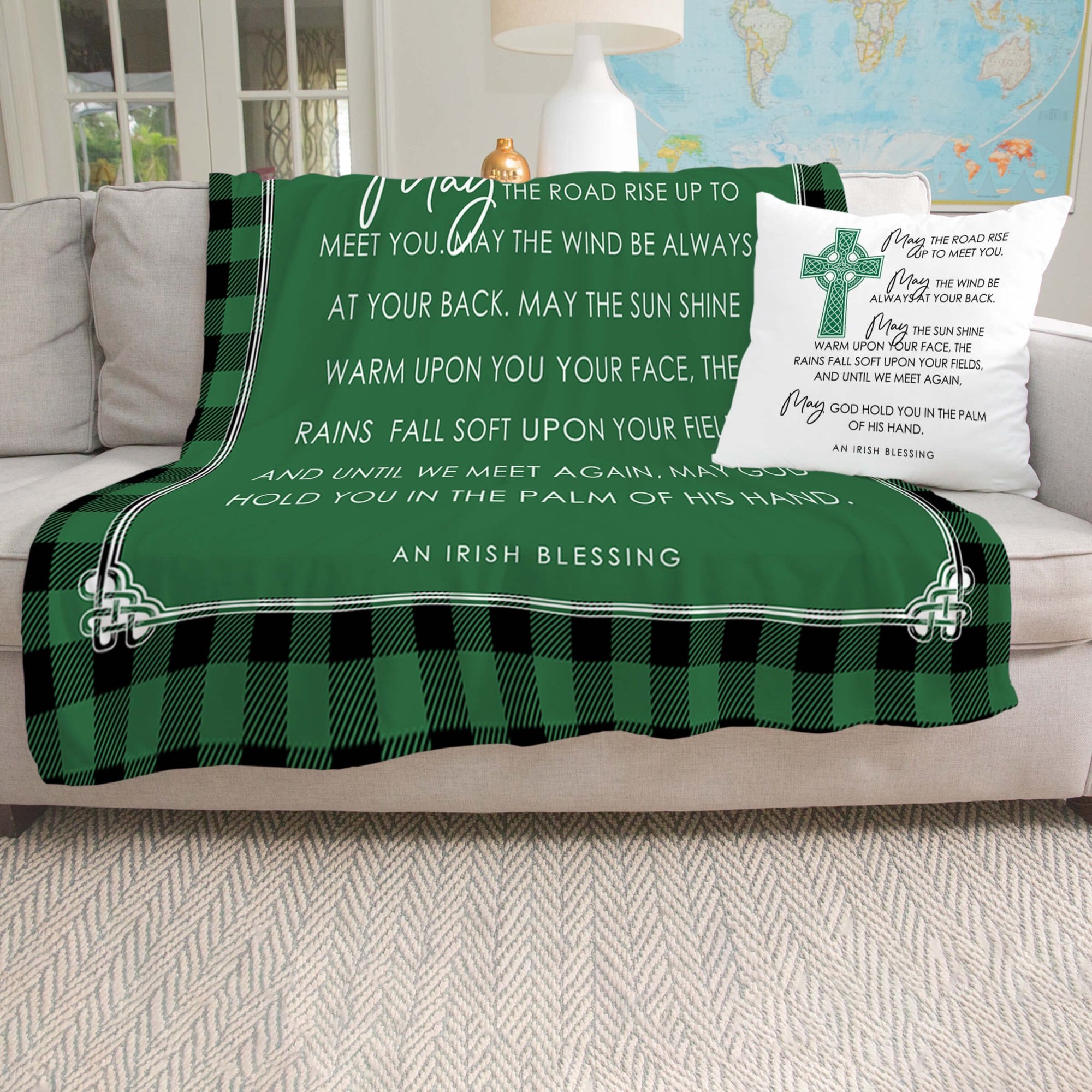 St. Patrick's Day Inspirational Soft And Lightweight Throw Blankets For Home Decor - May The Road Rise Up - LifeSong Milestones