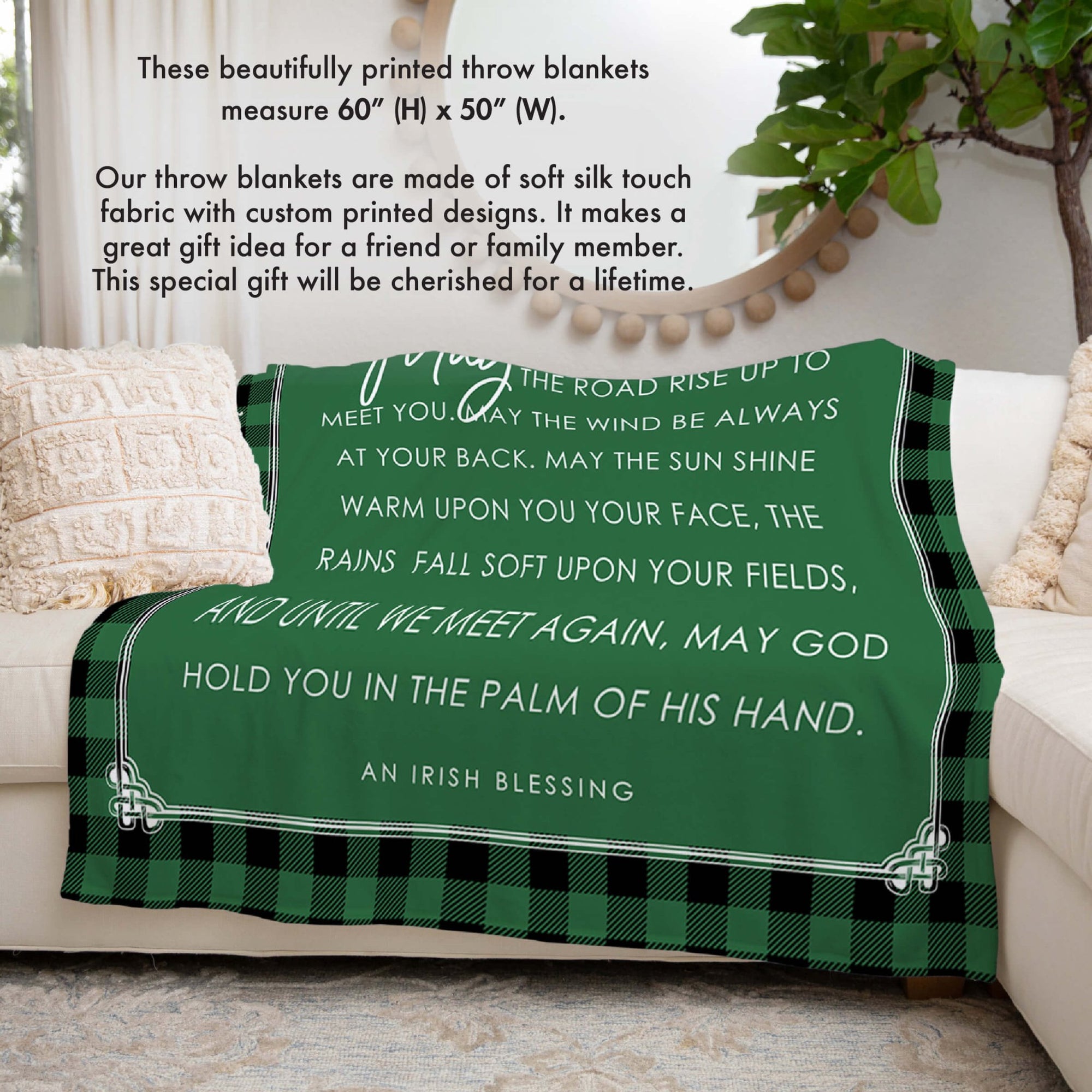 St. Patrick's Day Inspirational Soft And Lightweight Throw Blankets For Home Decor - May The Road Rise Up - LifeSong Milestones