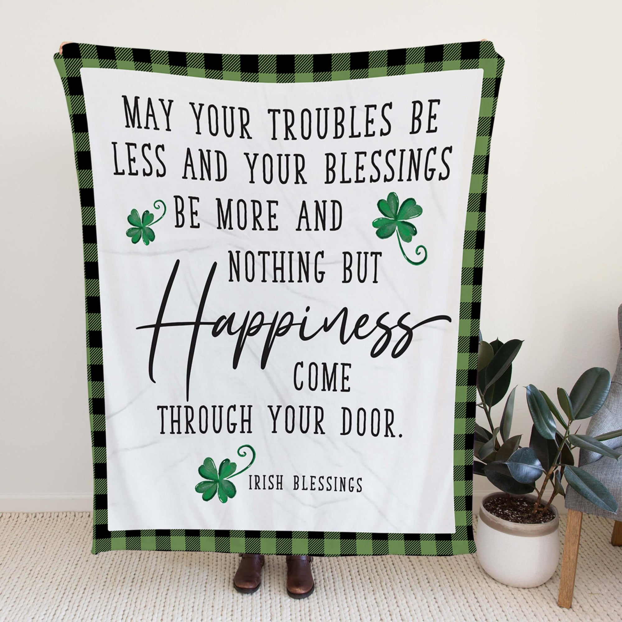 St. Patrick's Day Inspirational Soft And Lightweight Throw Blankets For Home Decor - May Your Troubles Be - LifeSong Milestones