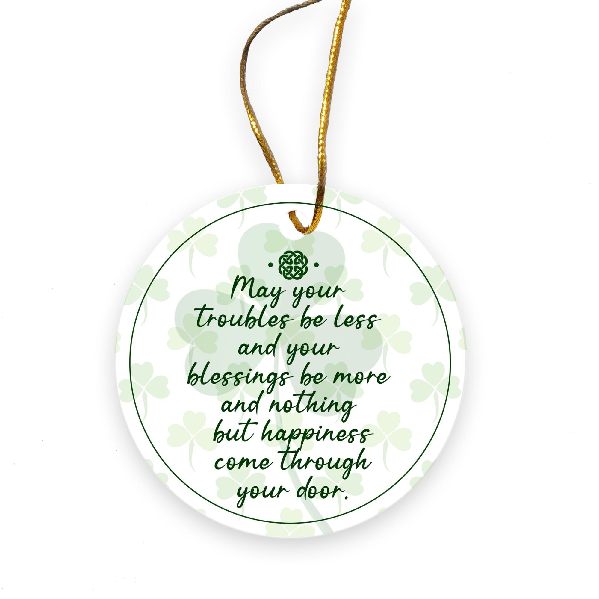 St. Patrick's Day Irish Everyday Ceramic Round Ornament 2.75in May Your Trouble Be Less - LifeSong Milestones