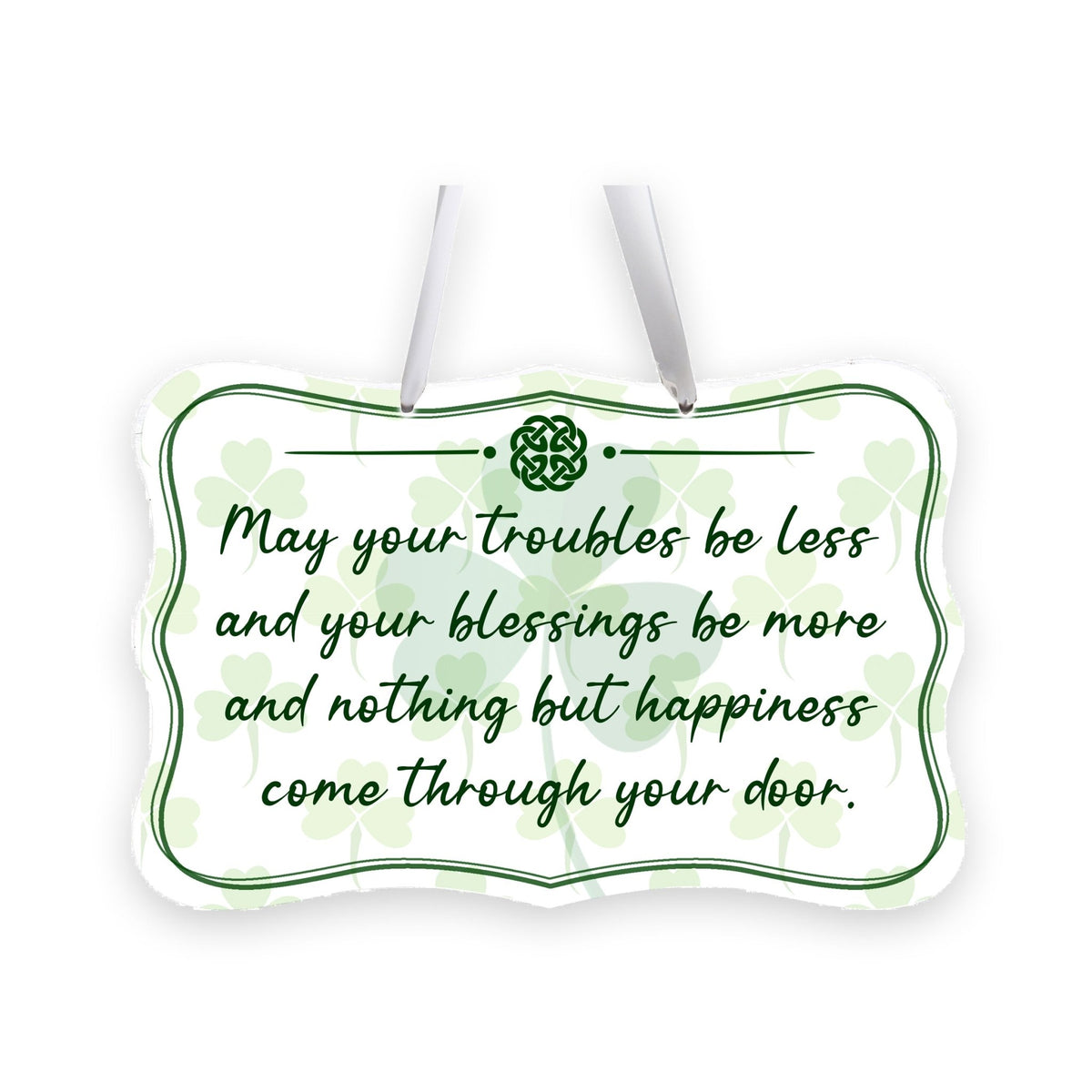 St. Patrick’s Day Irish Everyday Ribbon Wall Sign 8x12 - May Your Troubles Be Less - LifeSong Milestones