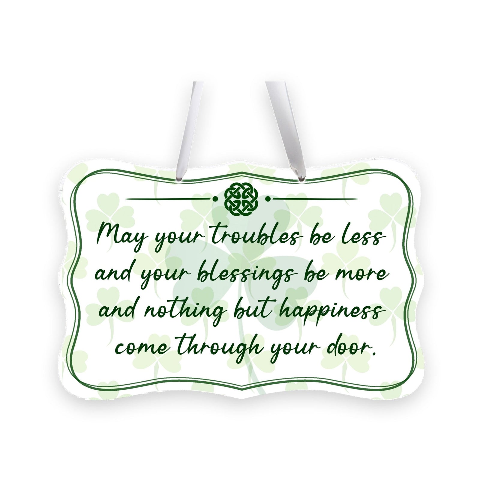 St. Patrick’s Day Irish Everyday Ribbon Wall Sign 8x12 - May Your Troubles Be Less - LifeSong Milestones