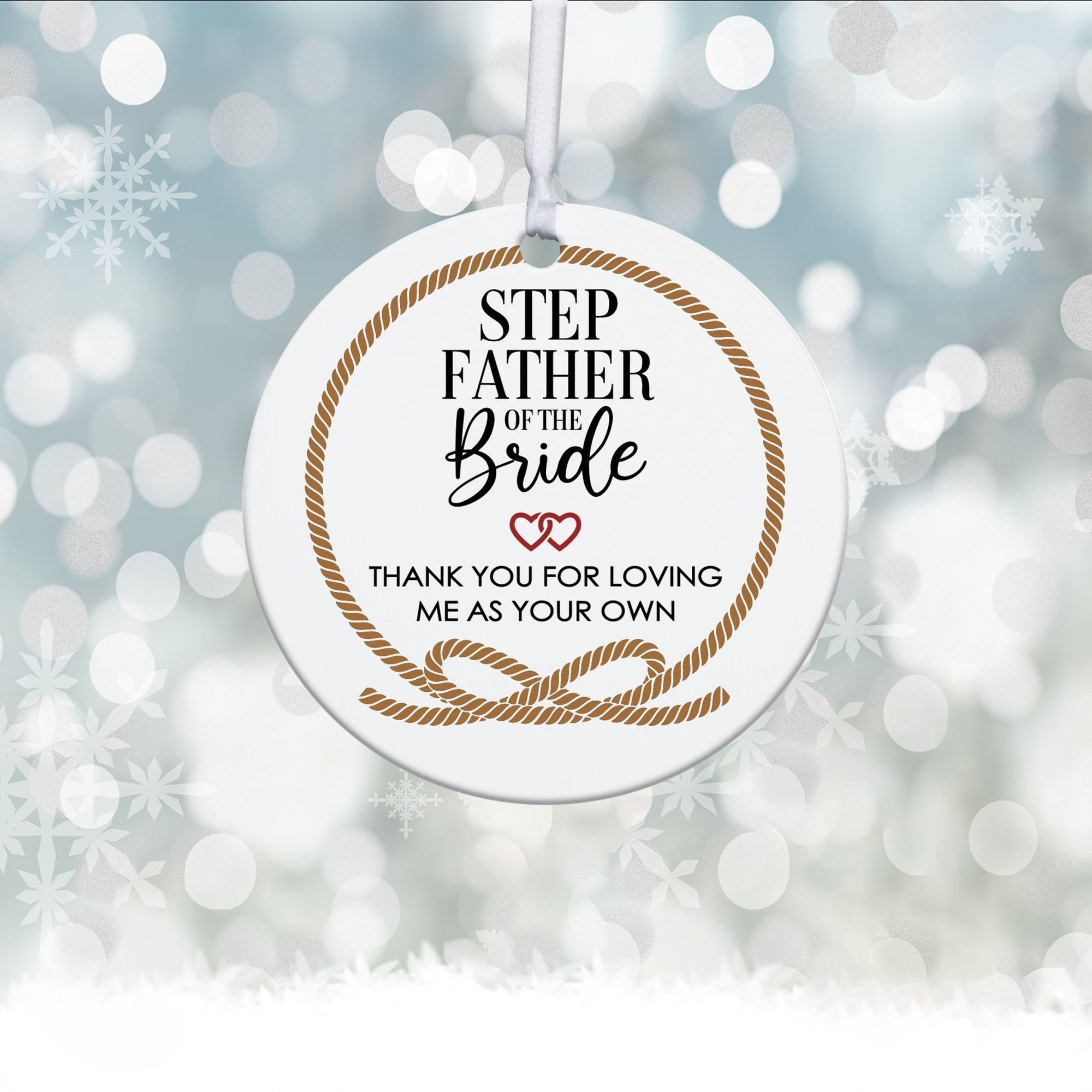 Stepdads White Ornament With Inspirational Message Gift Ideas - Step Father Of The Bride - LifeSong Milestones