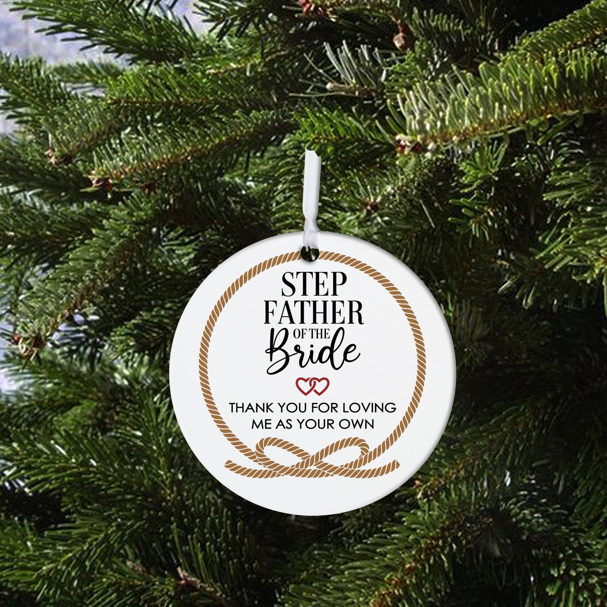 Stepdads White Ornament With Inspirational Message Gift Ideas - Step Father Of The Bride - LifeSong Milestones