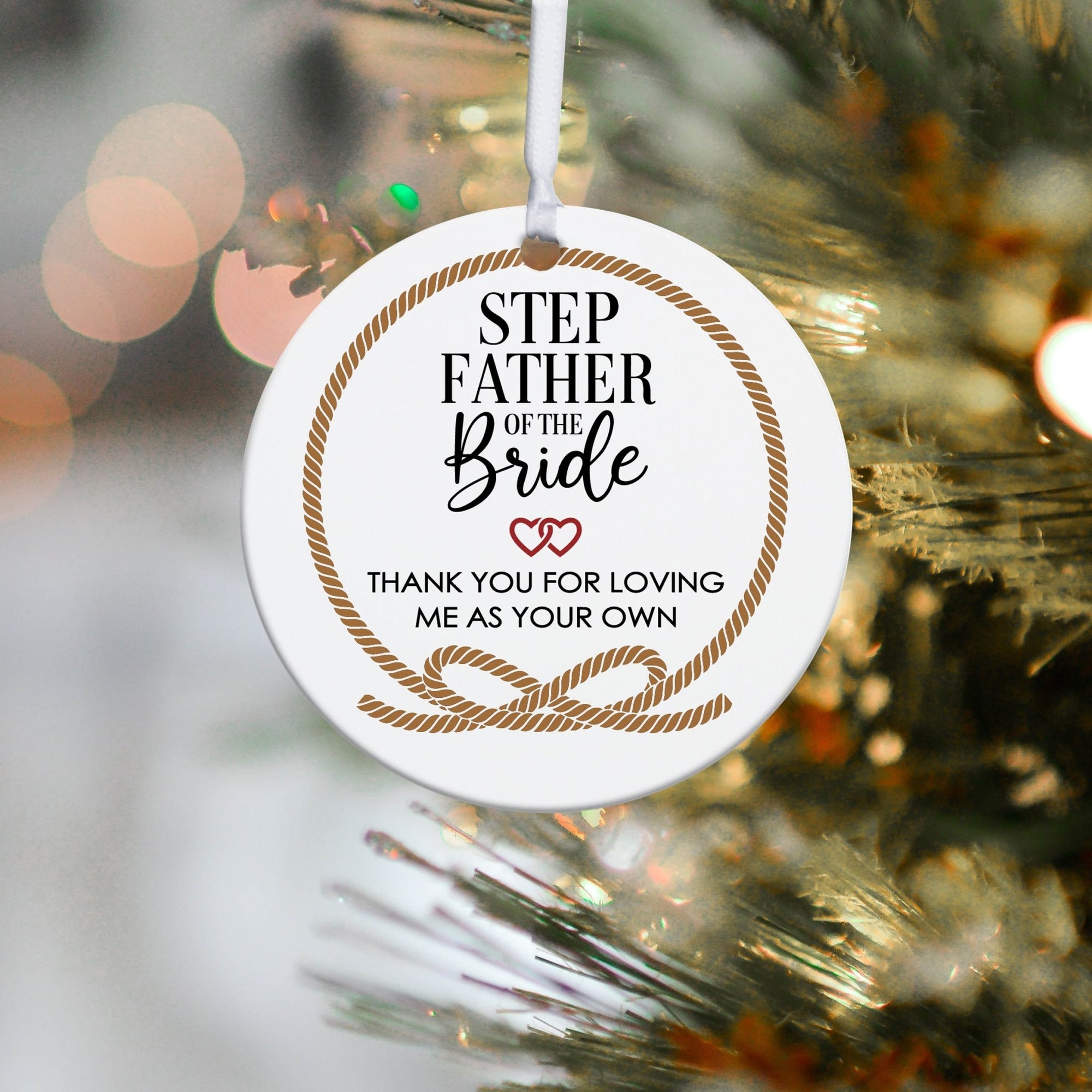 Stepdads White Ornament With Inspirational Message Gift Ideas - Step Father Of The Bride - LifeSong Milestones