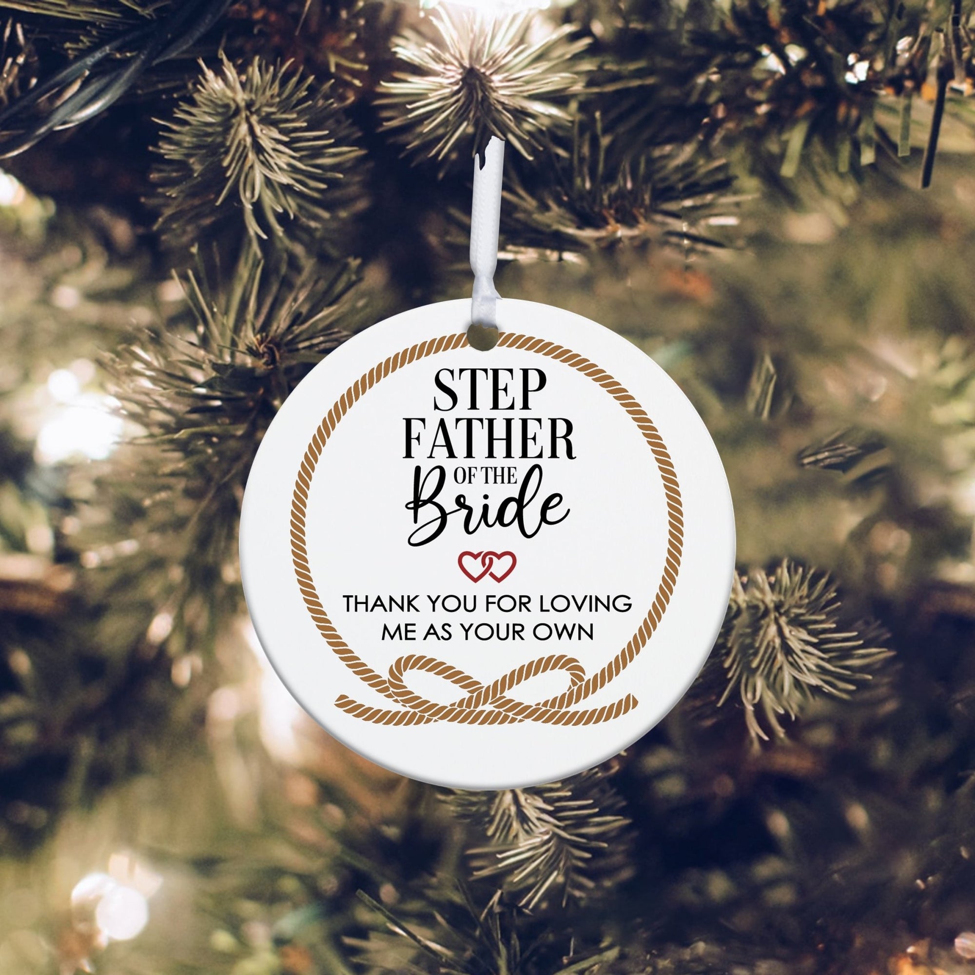 Stepdads White Ornament With Inspirational Message Gift Ideas - Step Father Of The Bride - LifeSong Milestones