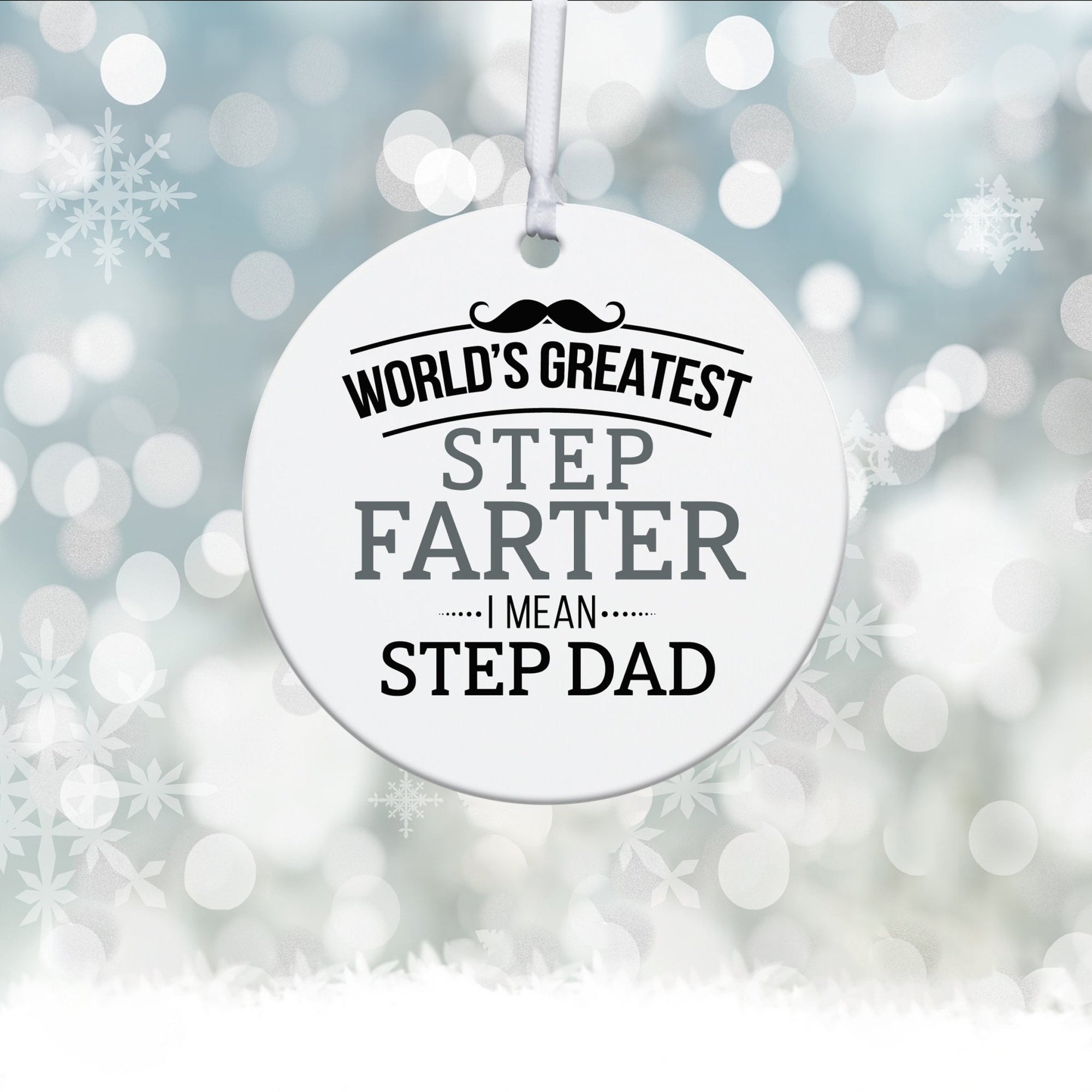 Stepdads White Ornament With Inspirational Message Gift Ideas - Worlds Greatest Dad - LifeSong Milestones