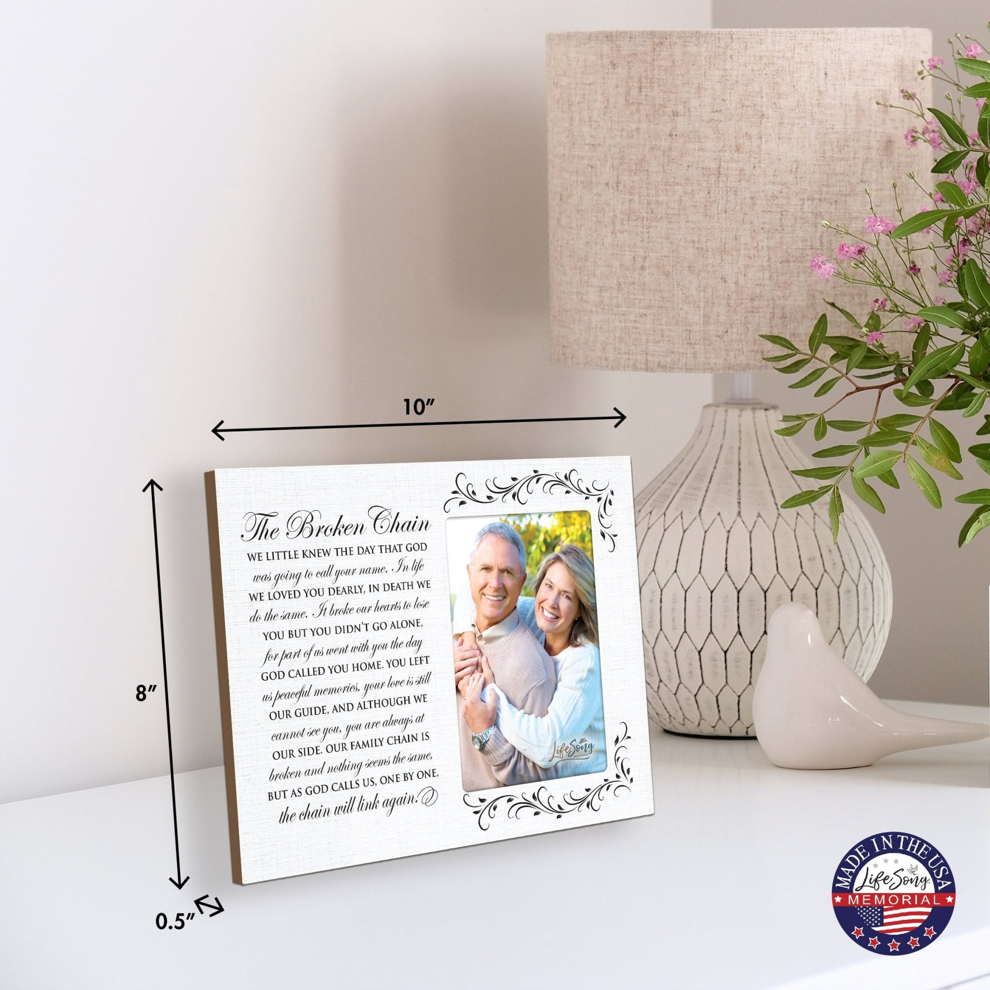 The Broken Chain Rustic-Inspired Human Memorial Photo Frame Bereavement Sympathy Gift For The Loss Of Loved One - LifeSong Milestones