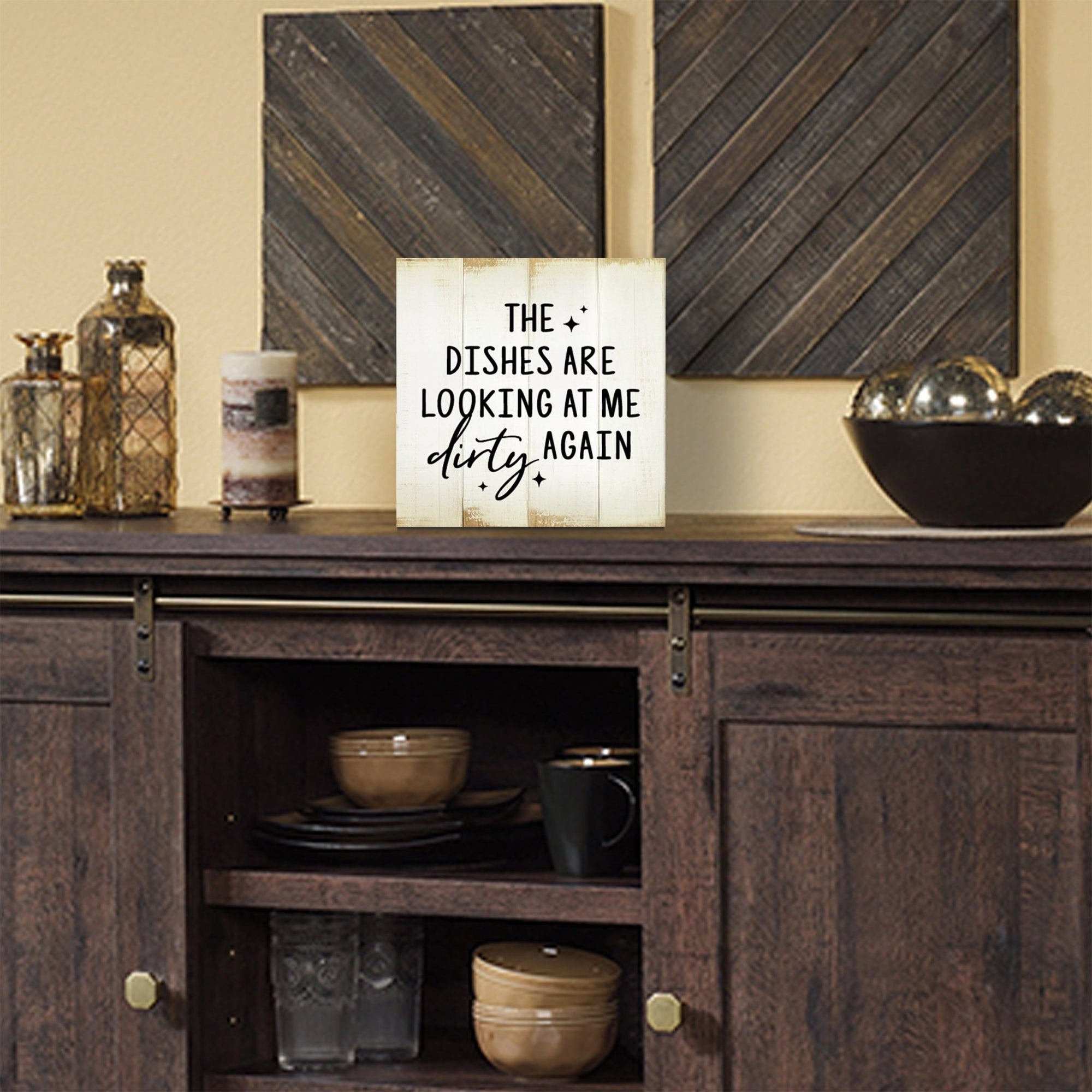 The Dishes Are Looking At Me Vintage-Inspired Wooden Kitchen Shelf Décor For Housewarming Gift Ideas - LifeSong Milestones