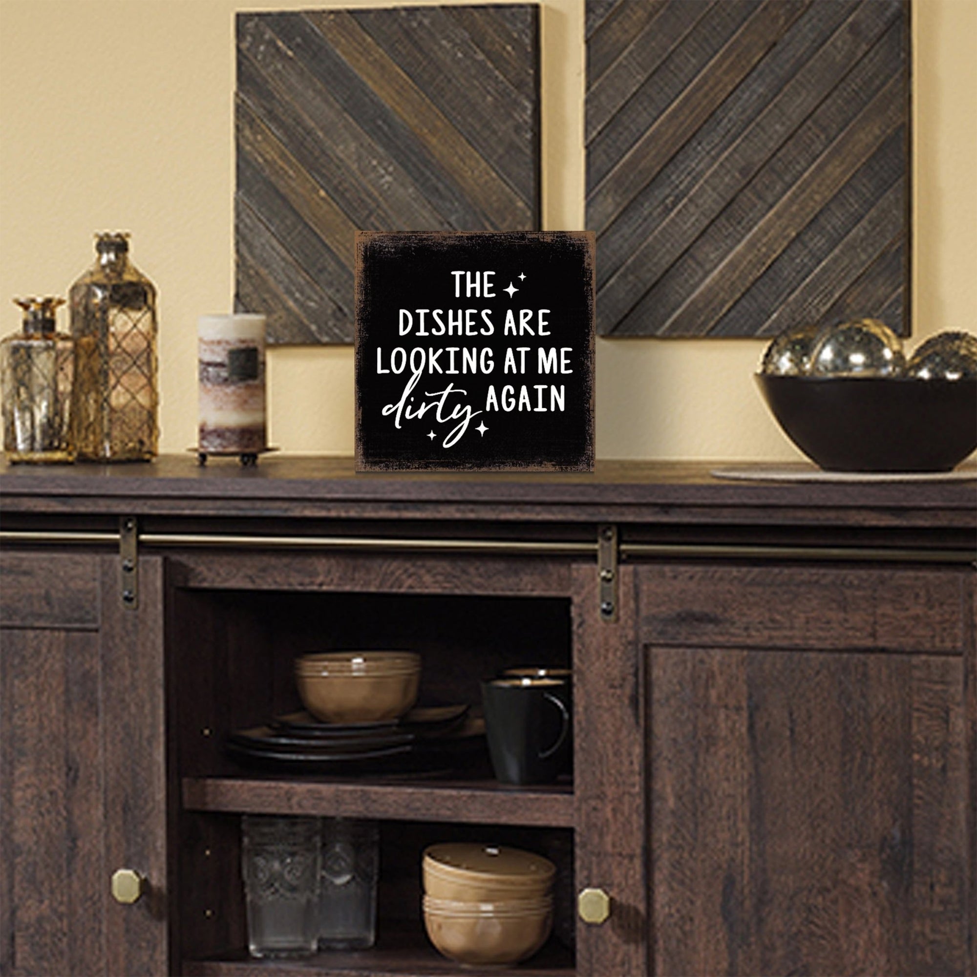 The Dishes Are Looking At Me Vintage-Inspired Wooden Kitchen Shelf Décor For Housewarming Gift Ideas - LifeSong Milestones