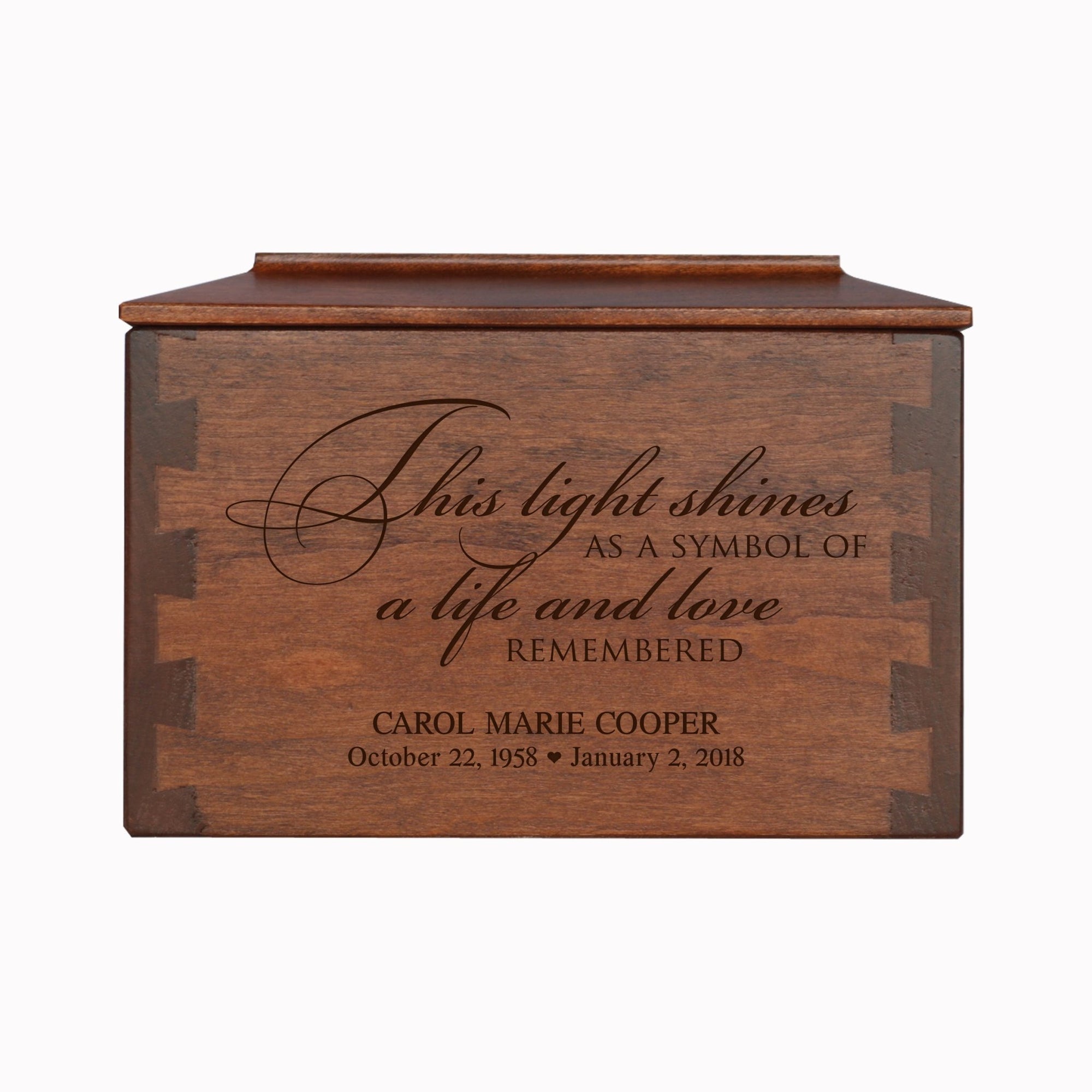 This Light Shines Personalized Memorial Decorative Dovetail Cremation Urn For Human Ashes Funeral and Condolence Keepsake - LifeSong Milestones