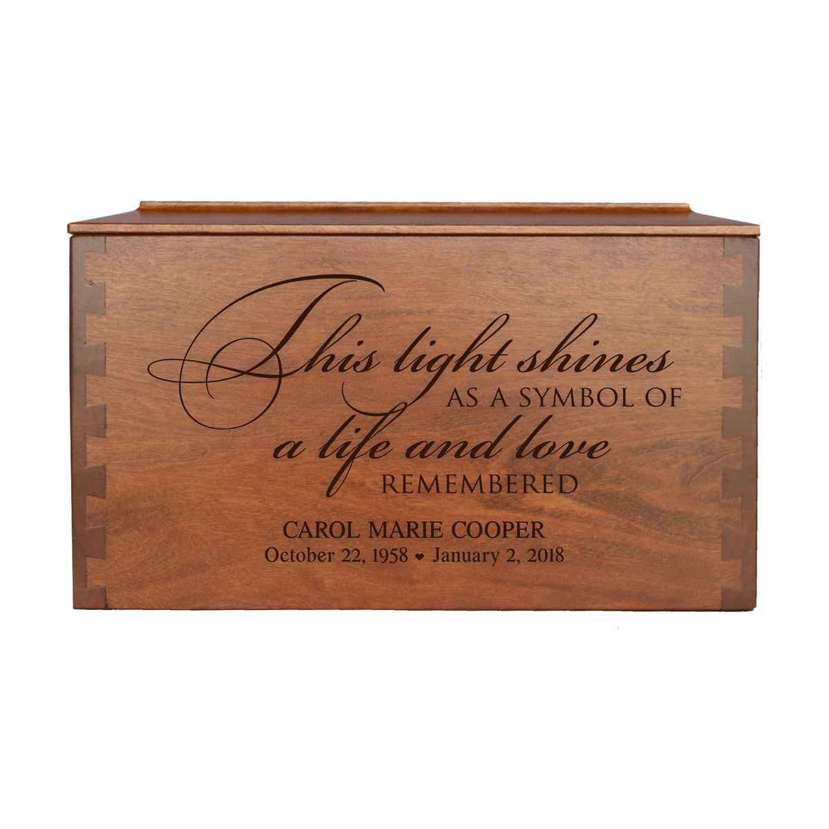 This Light Shines Personalized Memorial Decorative Dovetail Cremation Urn For Human Ashes Funeral and Condolence Keepsake - LifeSong Milestones