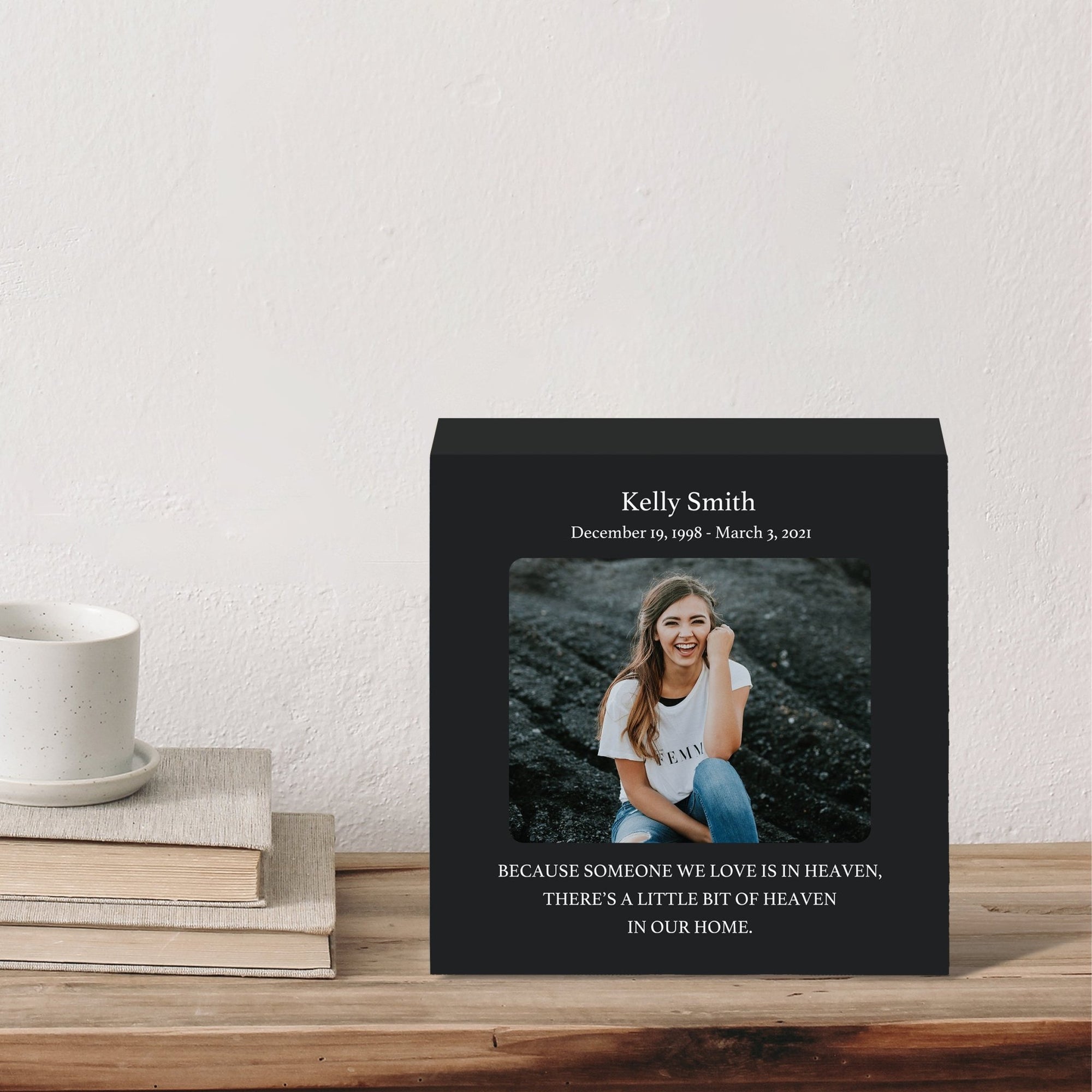 Timeless Human Memorial Shadow Box Photo Urn in Black - Because Someone We Love - LifeSong Milestones