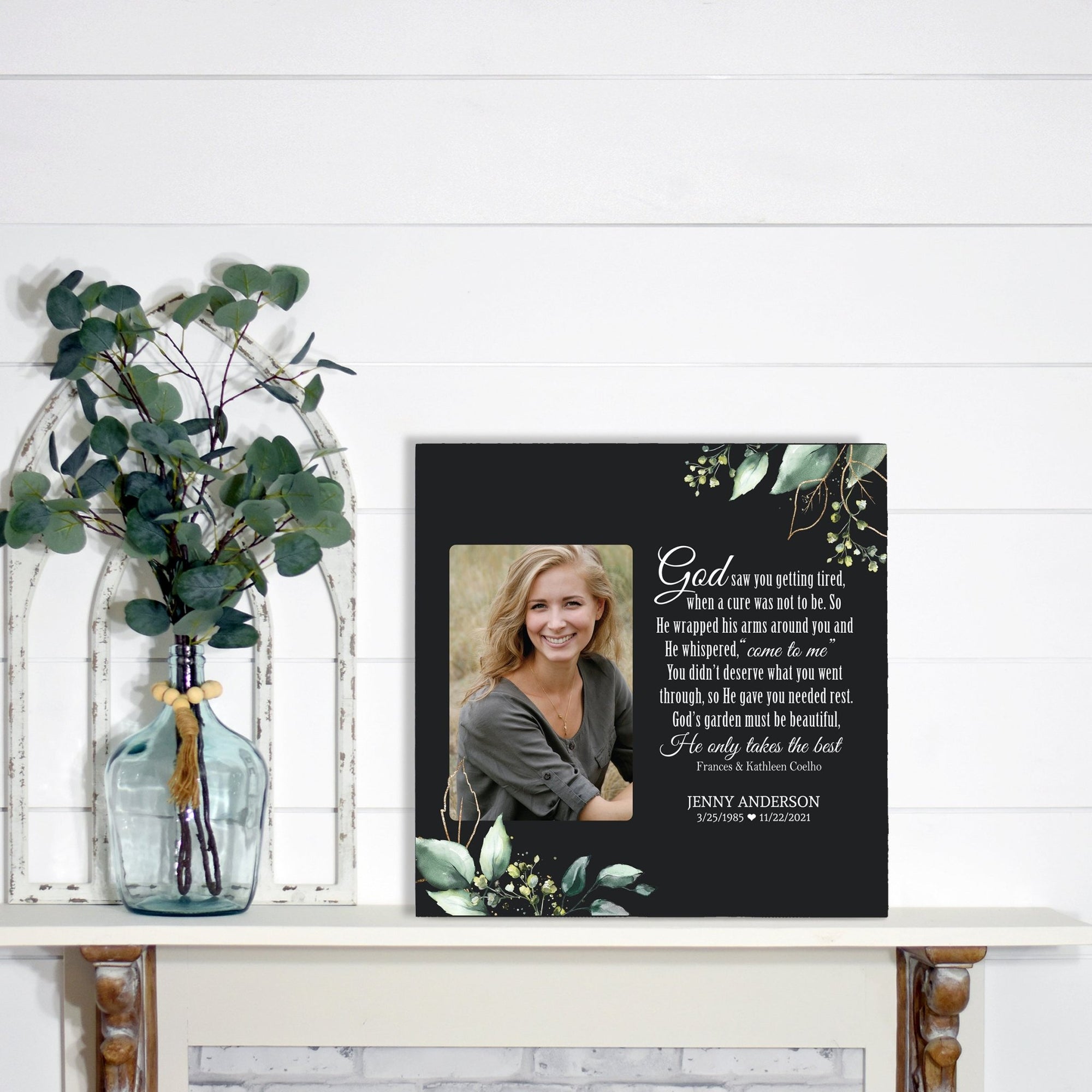 Timeless Human Memorial Shadow Box Photo Urn in Black - God Saw You Getting Tired - LifeSong Milestones
