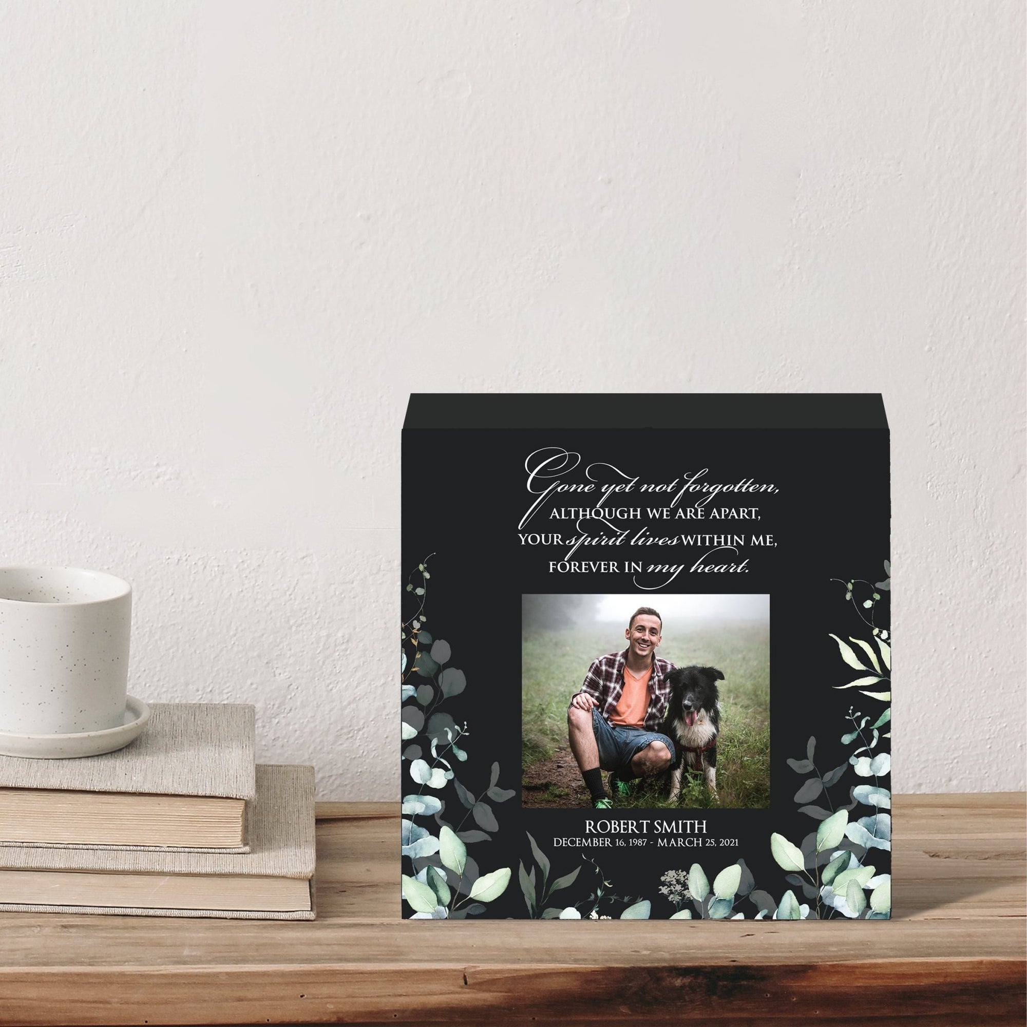 Timeless Human Memorial Shadow Box Photo Urn in Black - Gone Yet Not Forgotten - LifeSong Milestones
