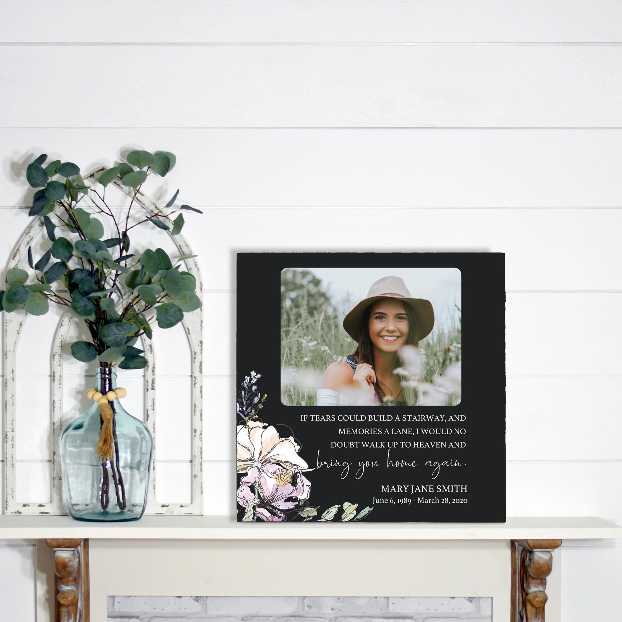 Timeless Human Memorial Shadow Box Photo Urn in Black - If Tears Could Build A Stairway - LifeSong Milestones