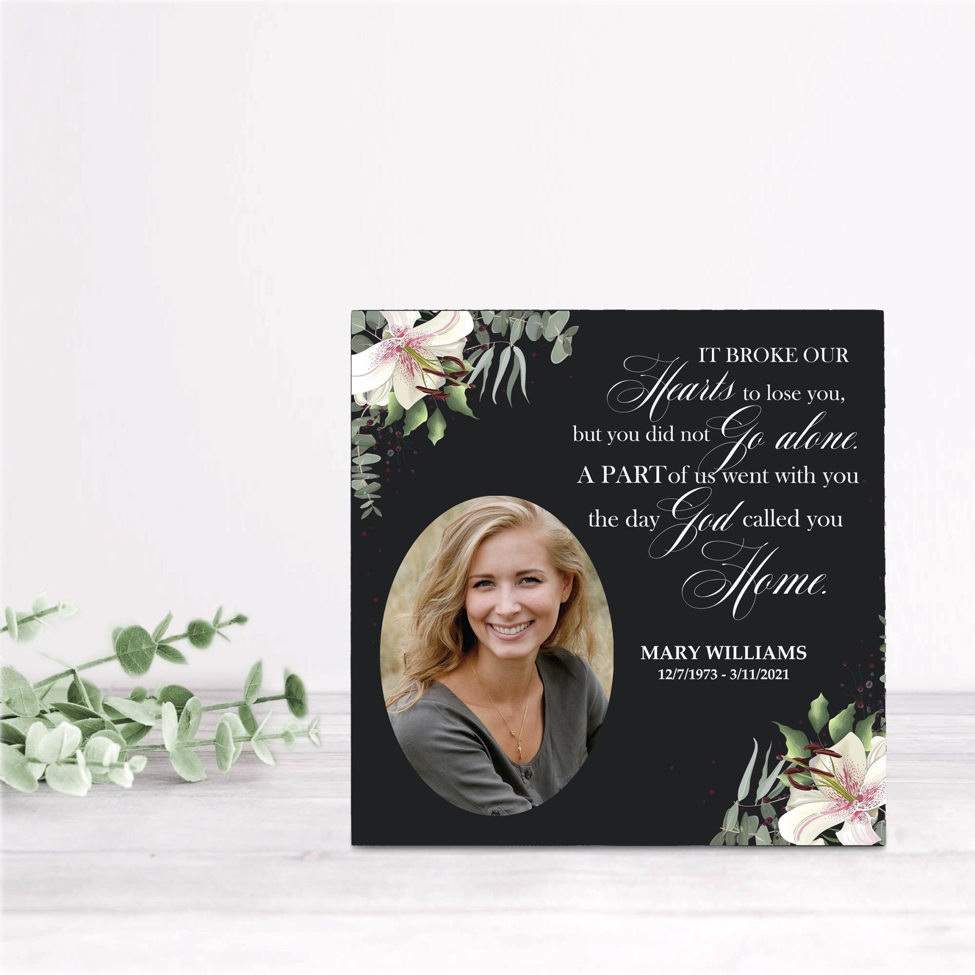 Timeless Human Memorial Shadow Box Photo Urn in Black - It Broke Our Hearts - LifeSong Milestones
