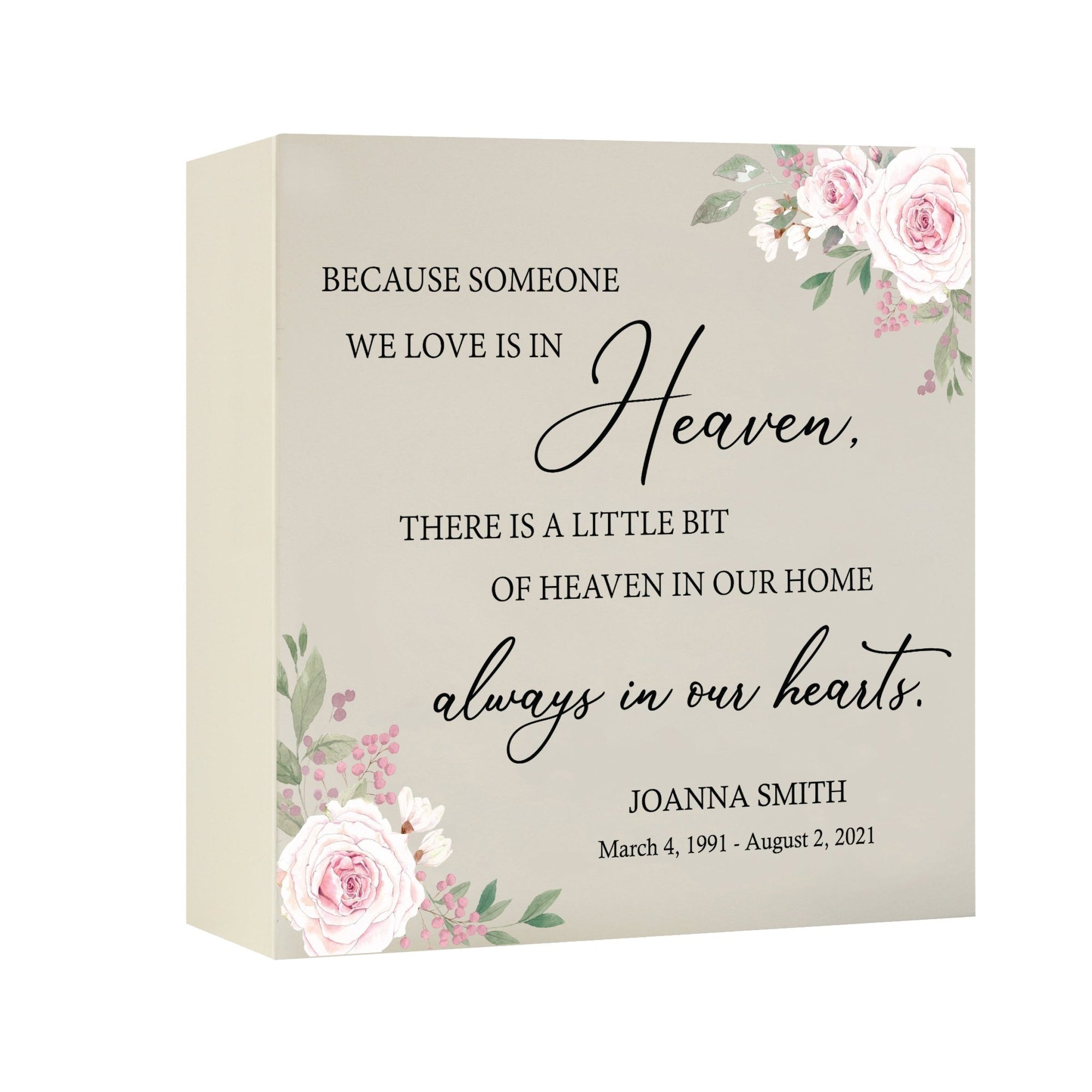 Timeless Human Memorial Shadow Box Urn With Inspirational Verse in Ivory - Because Someone We Love - LifeSong Milestones