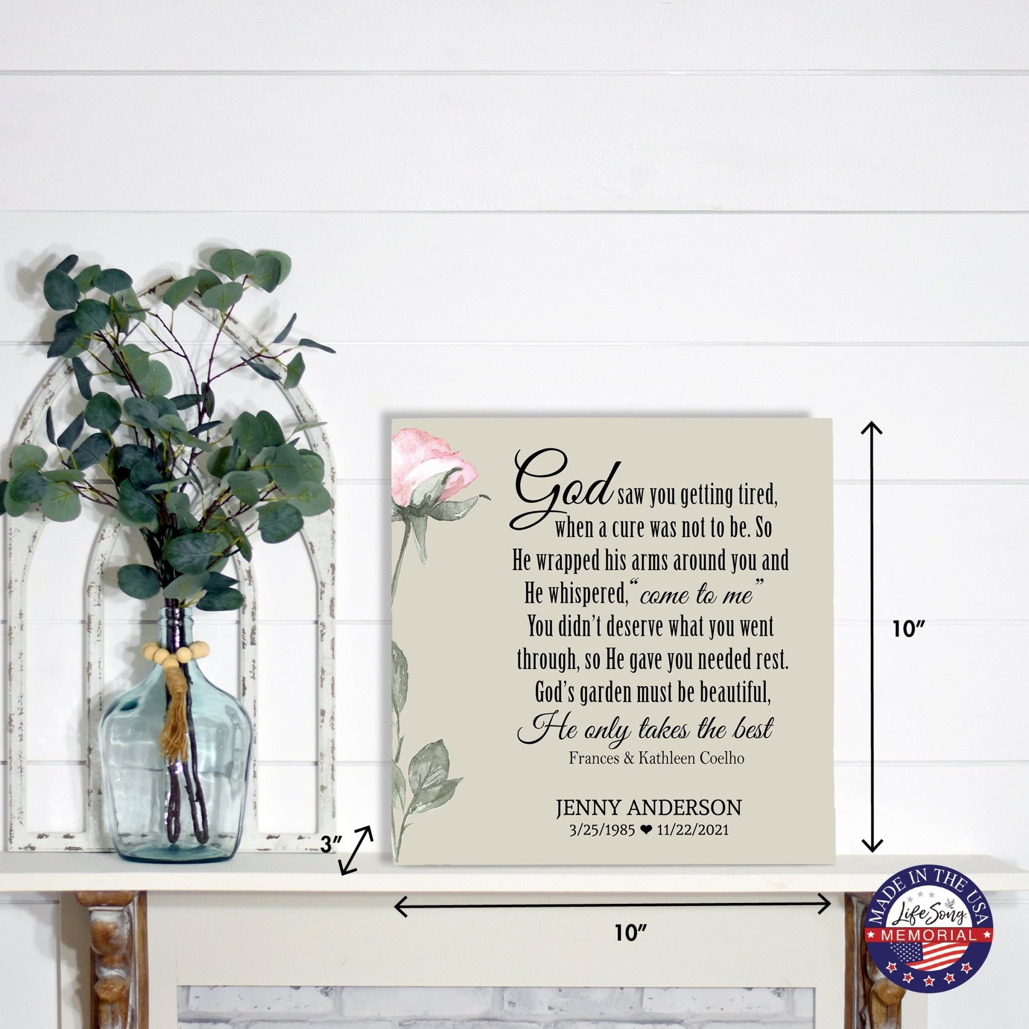 Timeless Human Memorial Shadow Box Urn With Inspirational Verse in Ivory - God Saw You - LifeSong Milestones