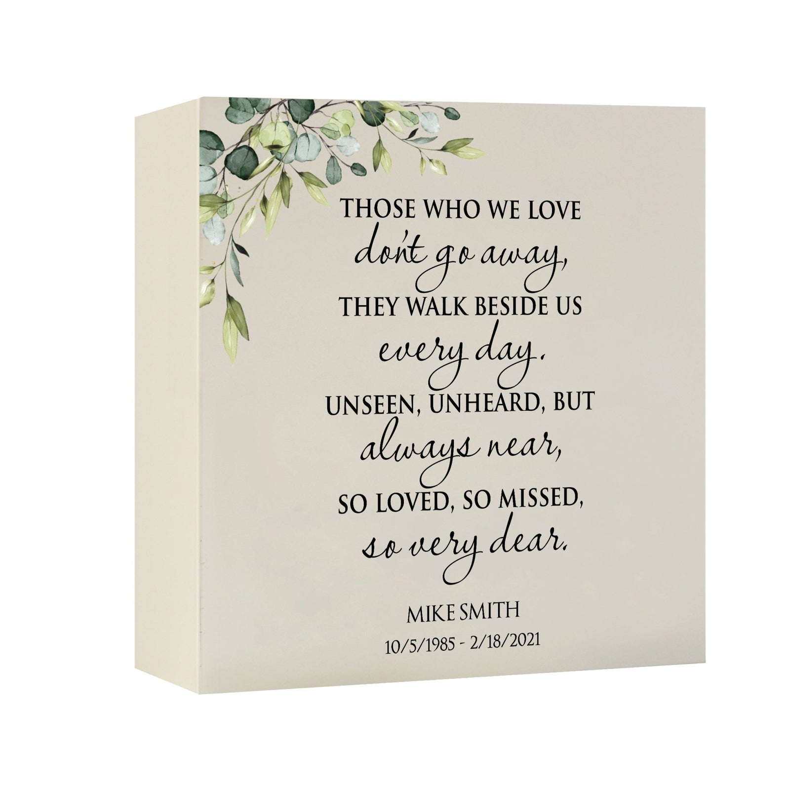 Timeless Human Memorial Shadow Box Urn With Inspirational Verse in Ivory - Those Who We Love - LifeSong Milestones