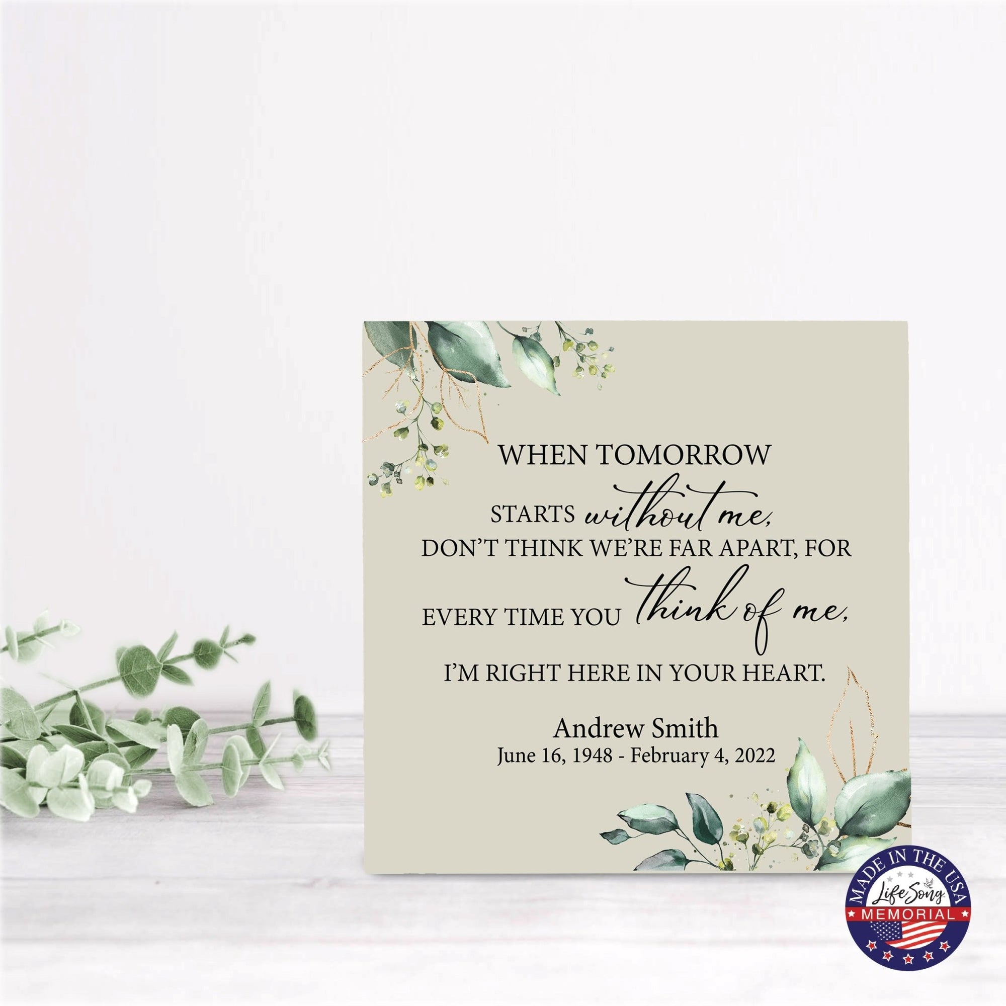 Timeless Human Memorial Shadow Box Urn With Inspirational Verse in Ivory - When Tomorrow Starts - LifeSong Milestones