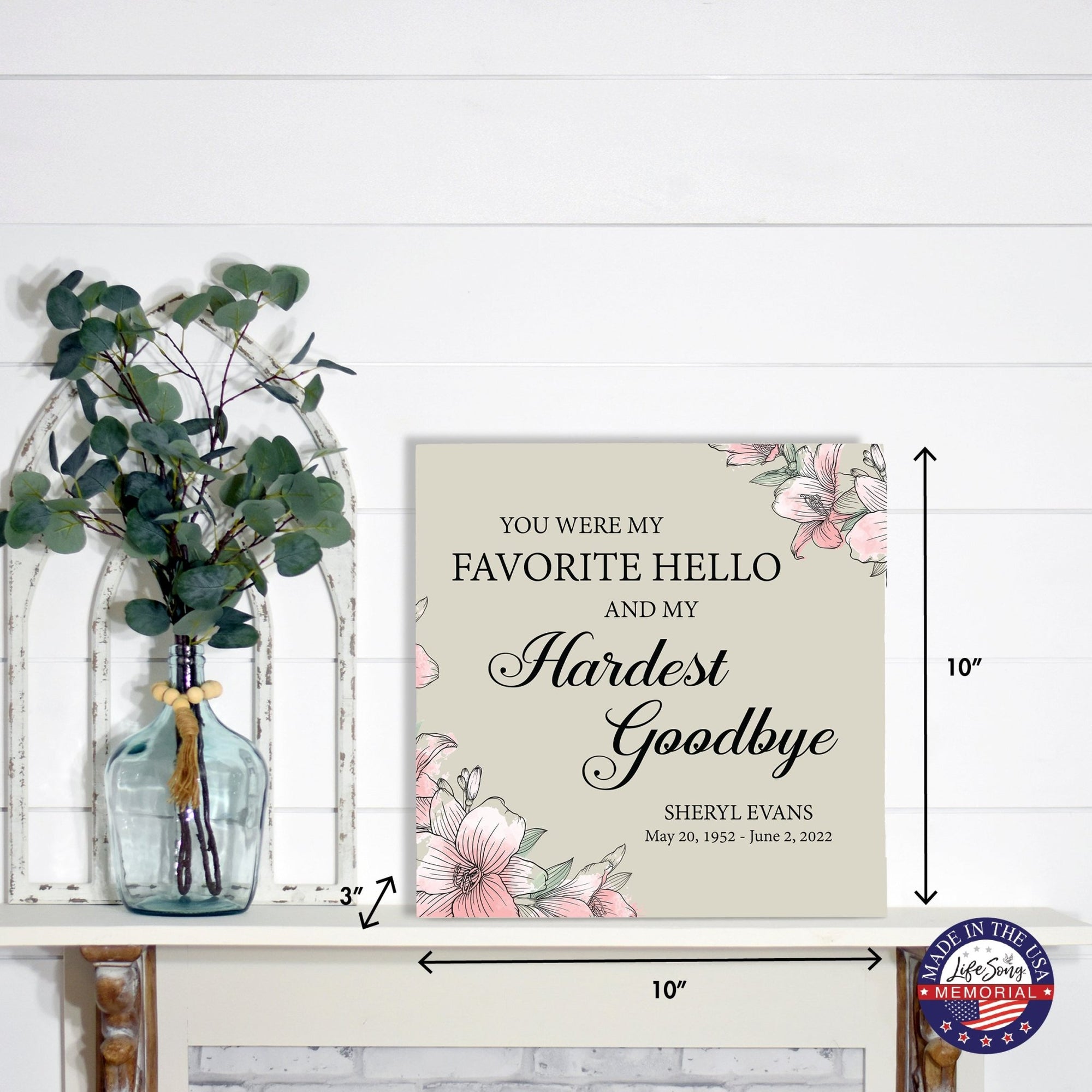 Timeless Human Memorial Shadow Box Urn With Inspirational Verse in Ivory - You Were My Favorite Hello - LifeSong Milestones