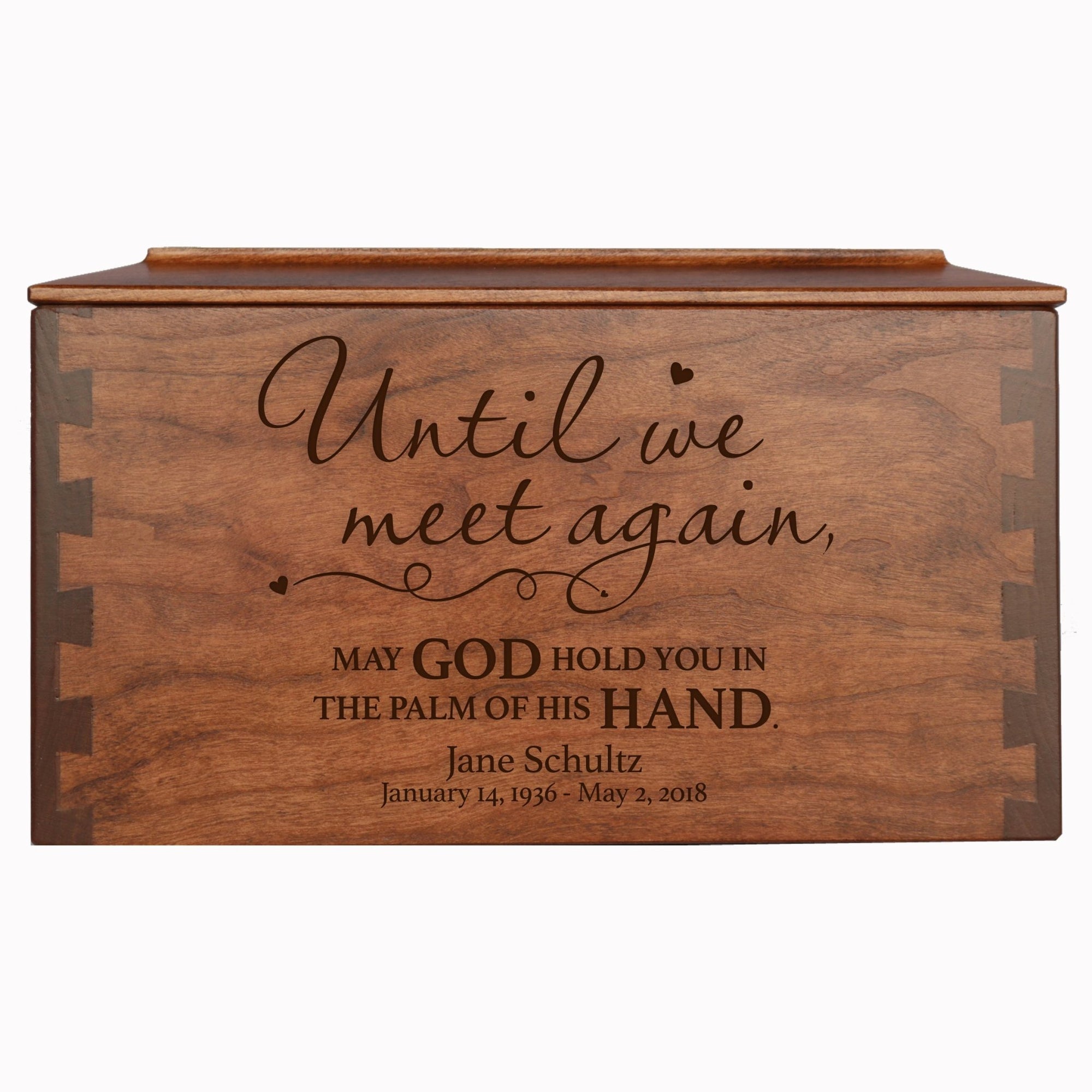 Custom Engraved Wooden Dovetail Cremation Urn Box for Human Ashes