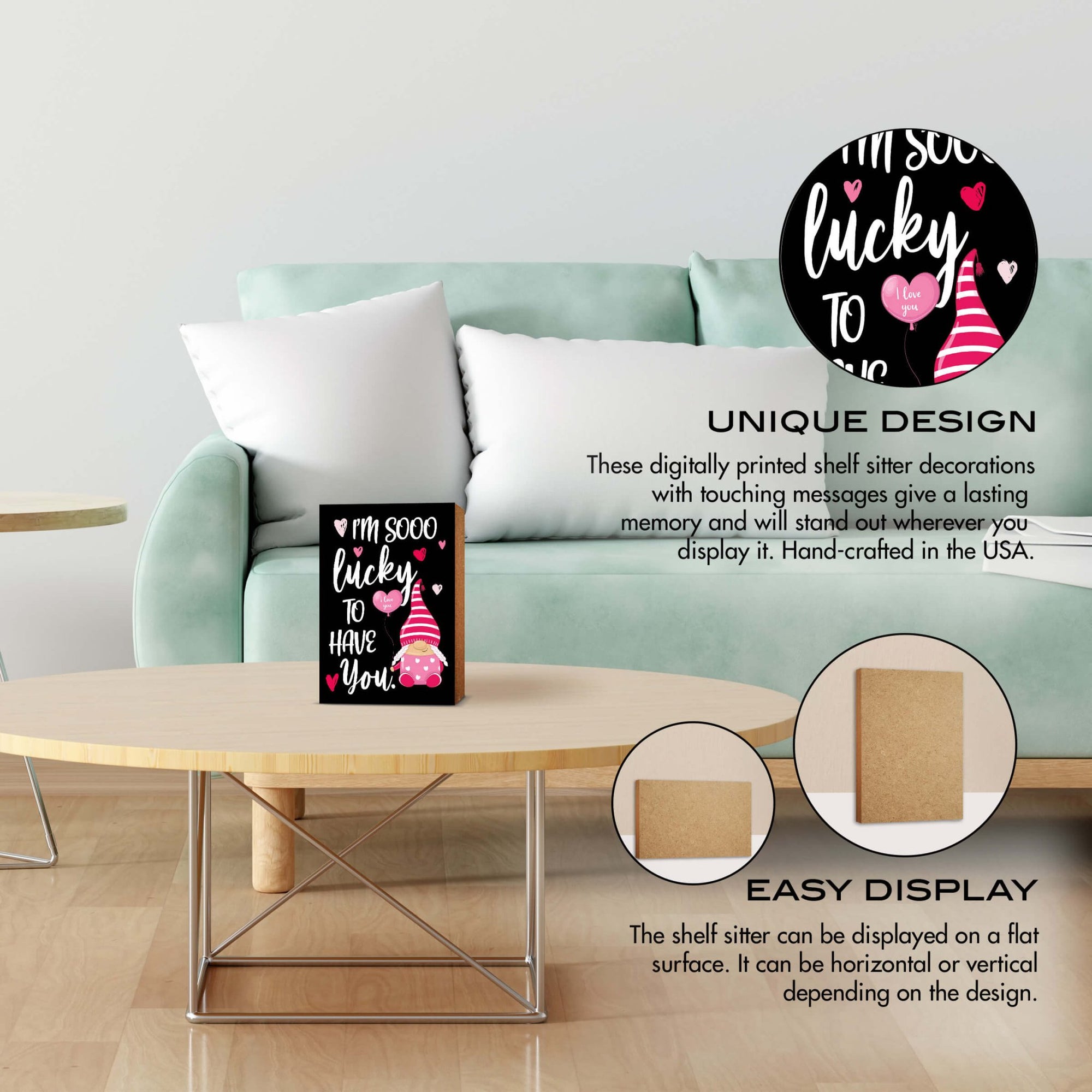 Valentine’s Day Modern Wooden Table Top Sign and Shelf Décor Gift Ideas - LifeSong Milestones