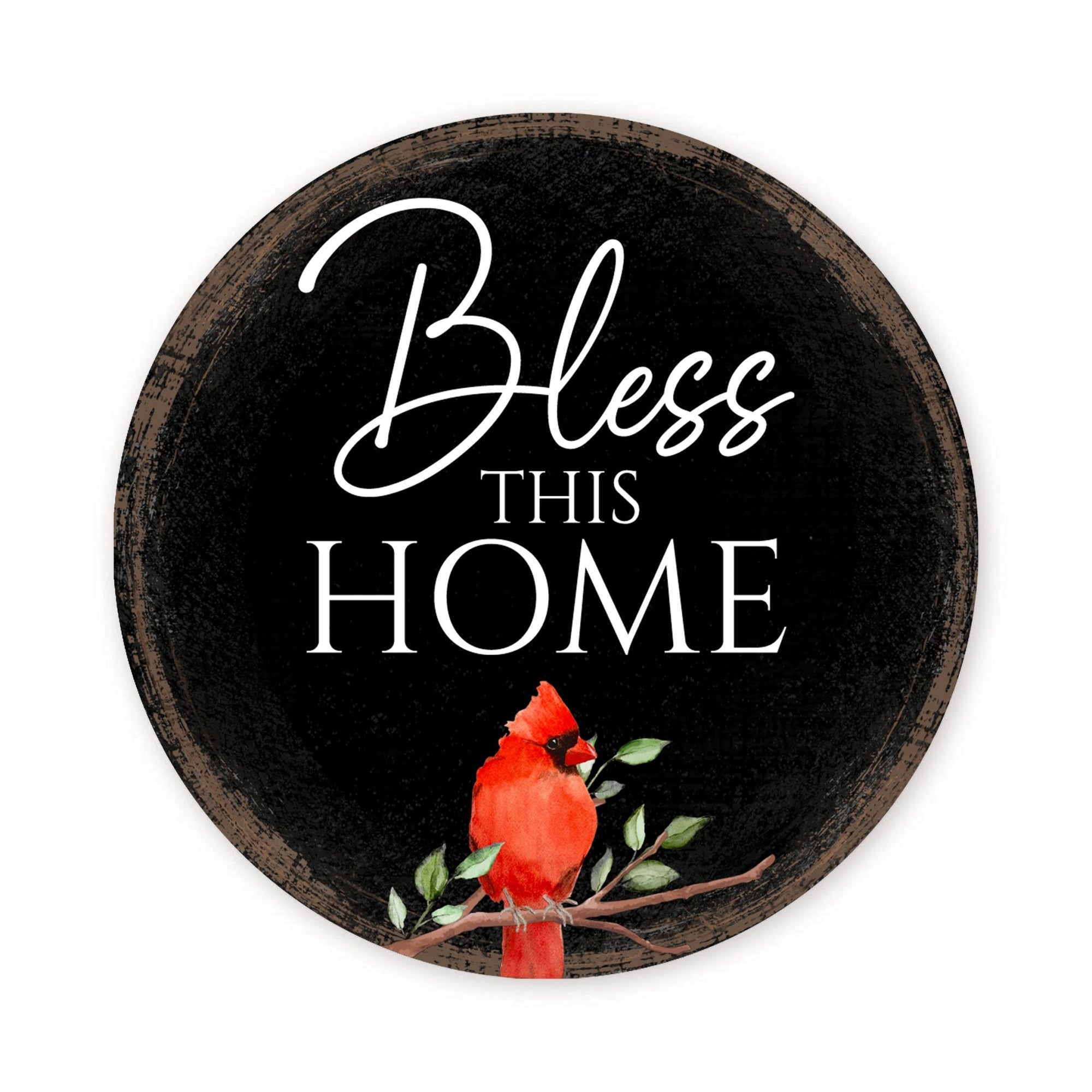 Vintage-Inspired Cardinal Wooden Magnet Printed With Everyday Inspirational Verses Gift Ideas - Bless This Home - LifeSong Milestones