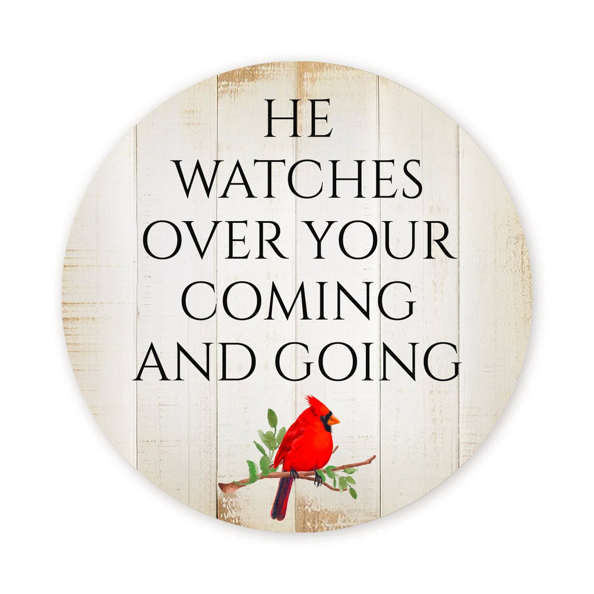 Vintage - Inspired Cardinal Wooden Magnet Printed With Everyday Inspirational Verses Gift Ideas - He Watches Over - LifeSong Milestones