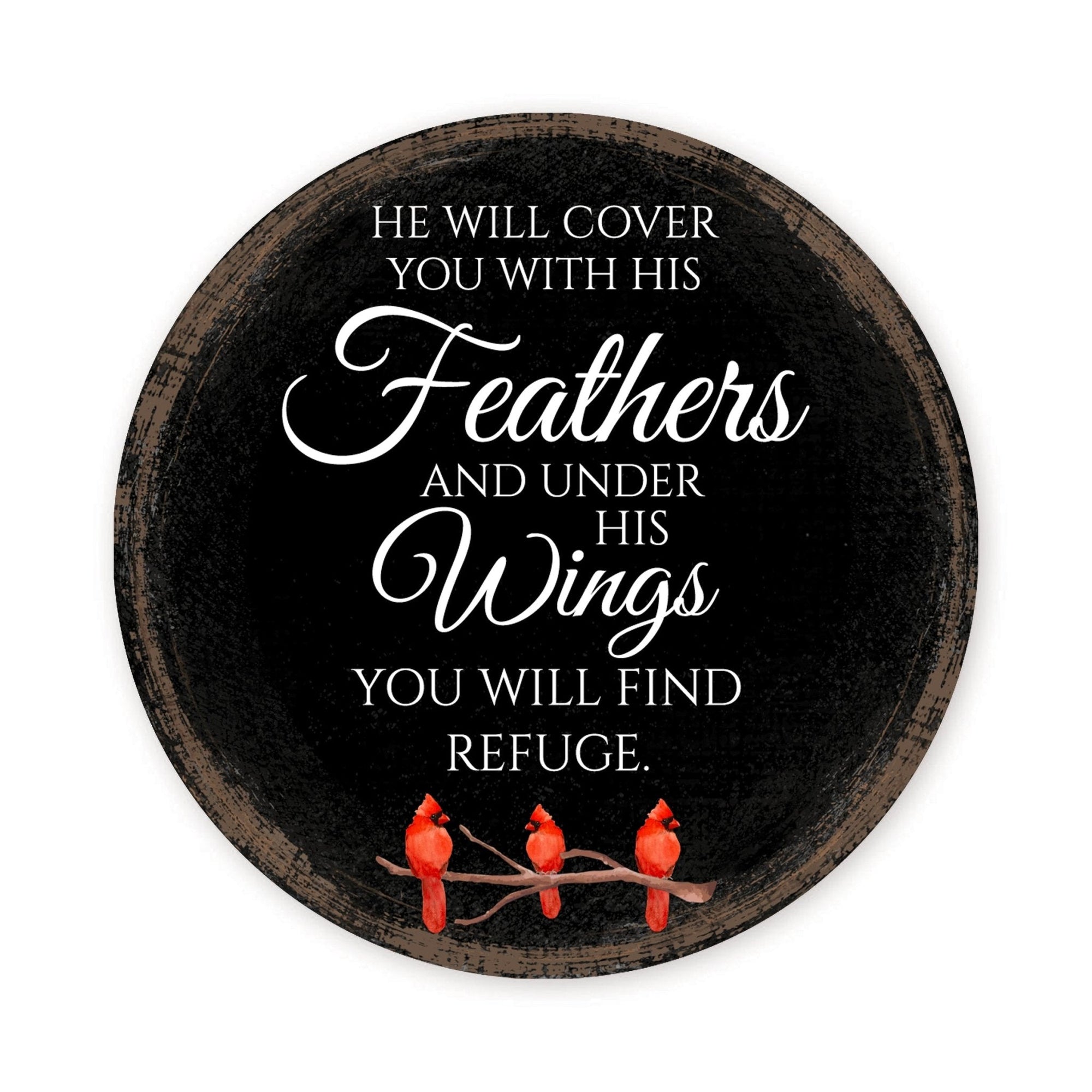 Vintage - Inspired Cardinal Wooden Magnet Printed With Everyday Inspirational Verses Gift Ideas - He Will Cover - LifeSong Milestones