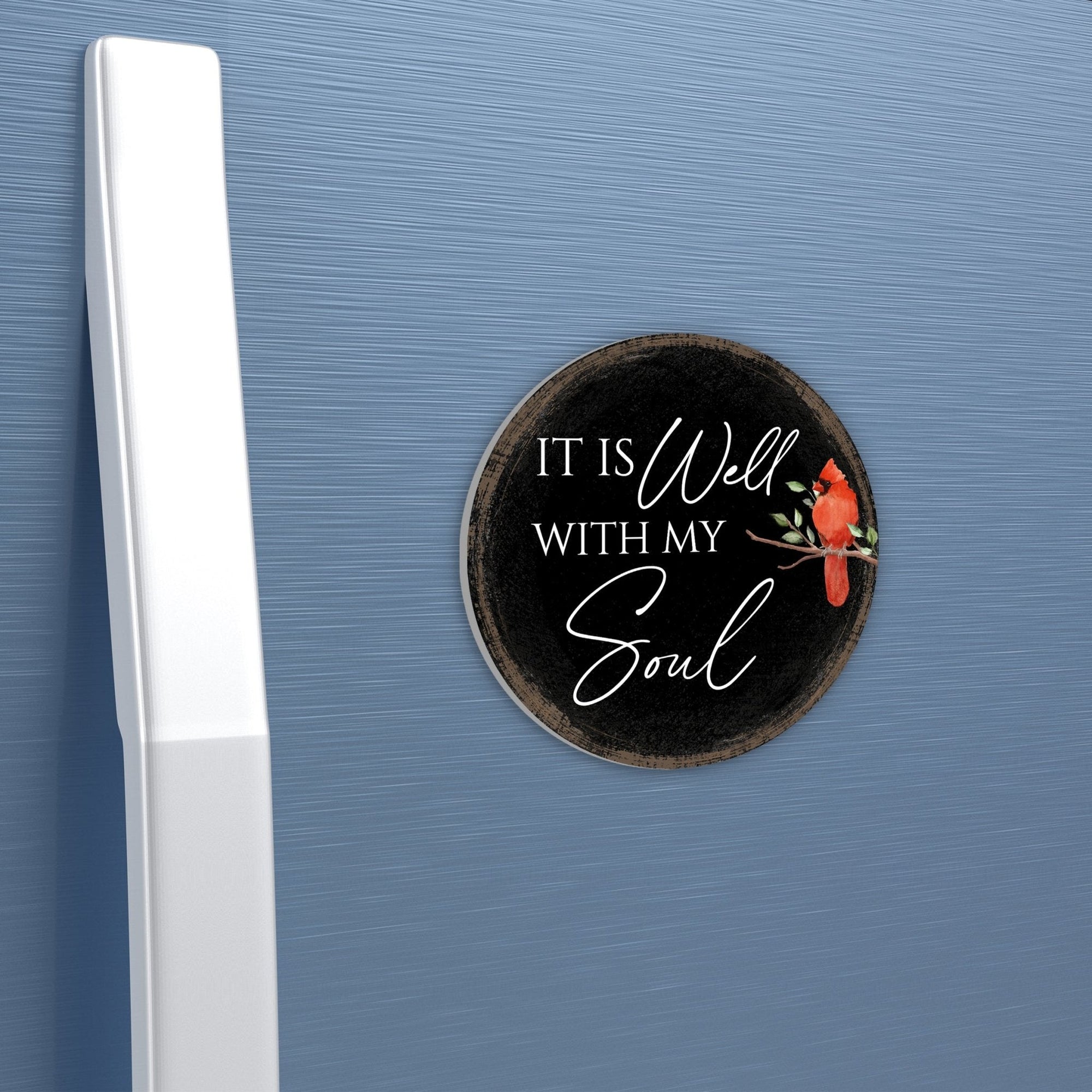 Vintage - Inspired Cardinal Wooden Magnet Printed With Everyday Inspirational Verses Gift Ideas - It Is Well - LifeSong Milestones