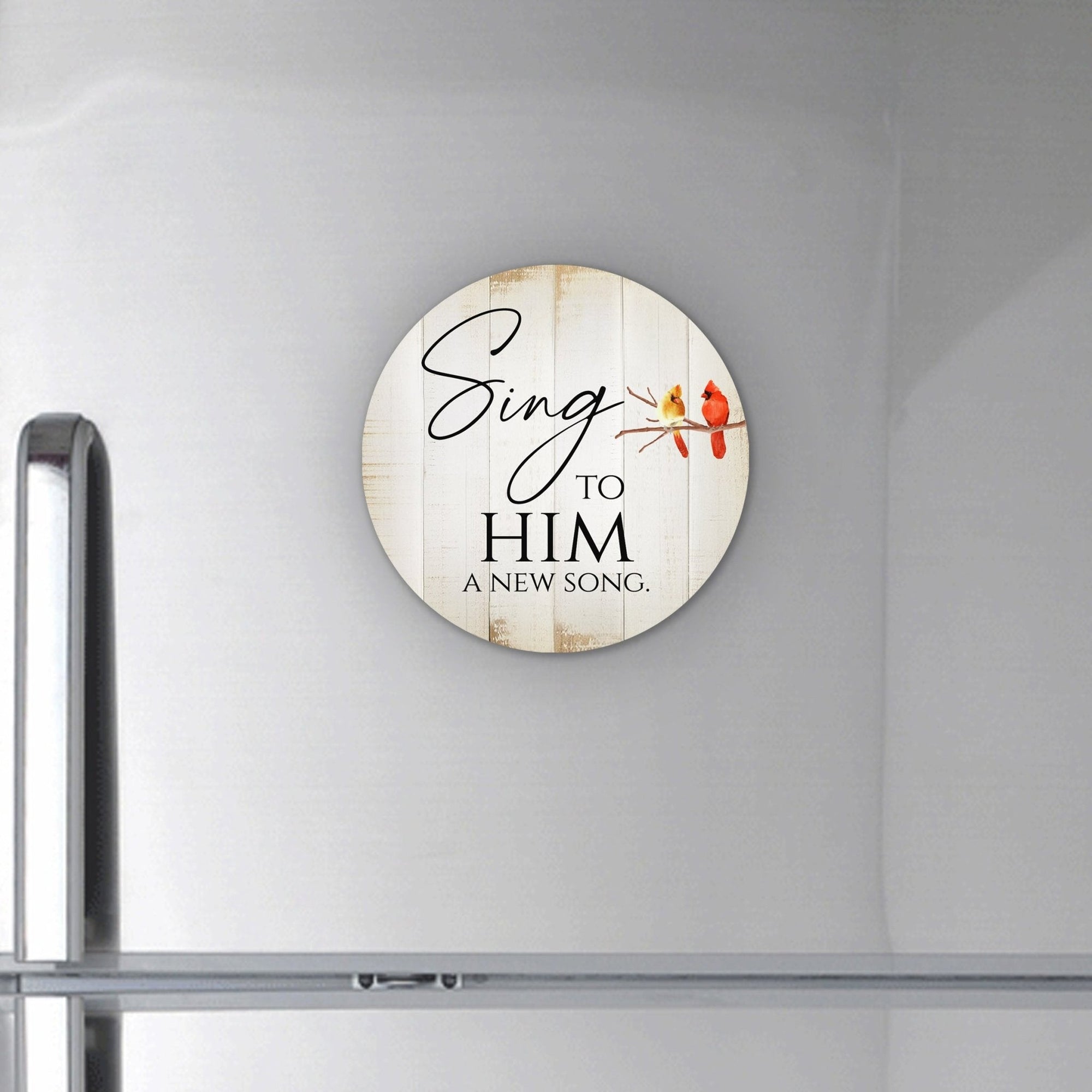 Vintage - Inspired Cardinal Wooden Magnet Printed With Everyday Inspirational Verses Gift Ideas - Sing To Him - LifeSong Milestones