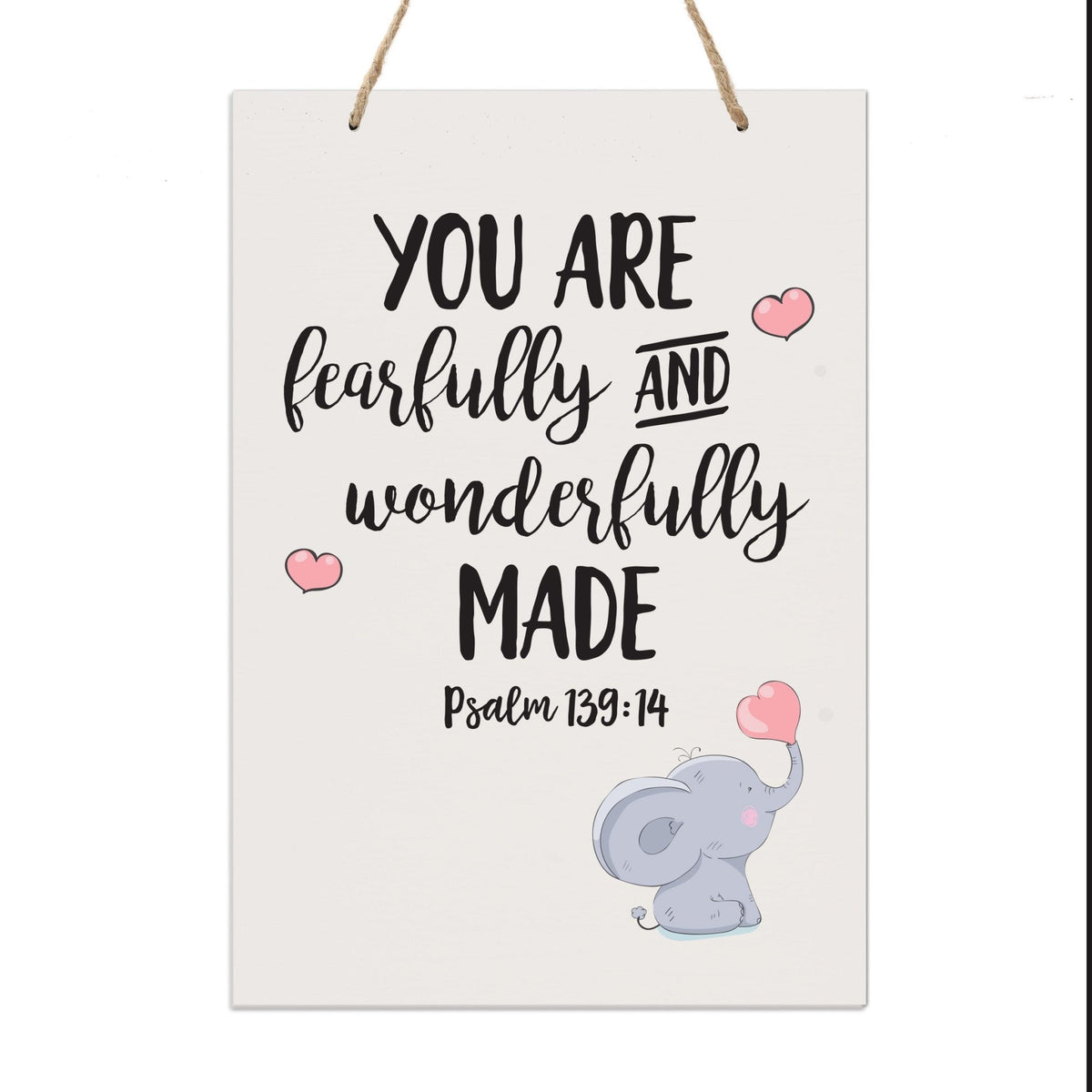 Wall Hanging Rope Signs Baptism Gifts For Boy And Girls - Fearfully &amp; Wonderfully - LifeSong Milestones